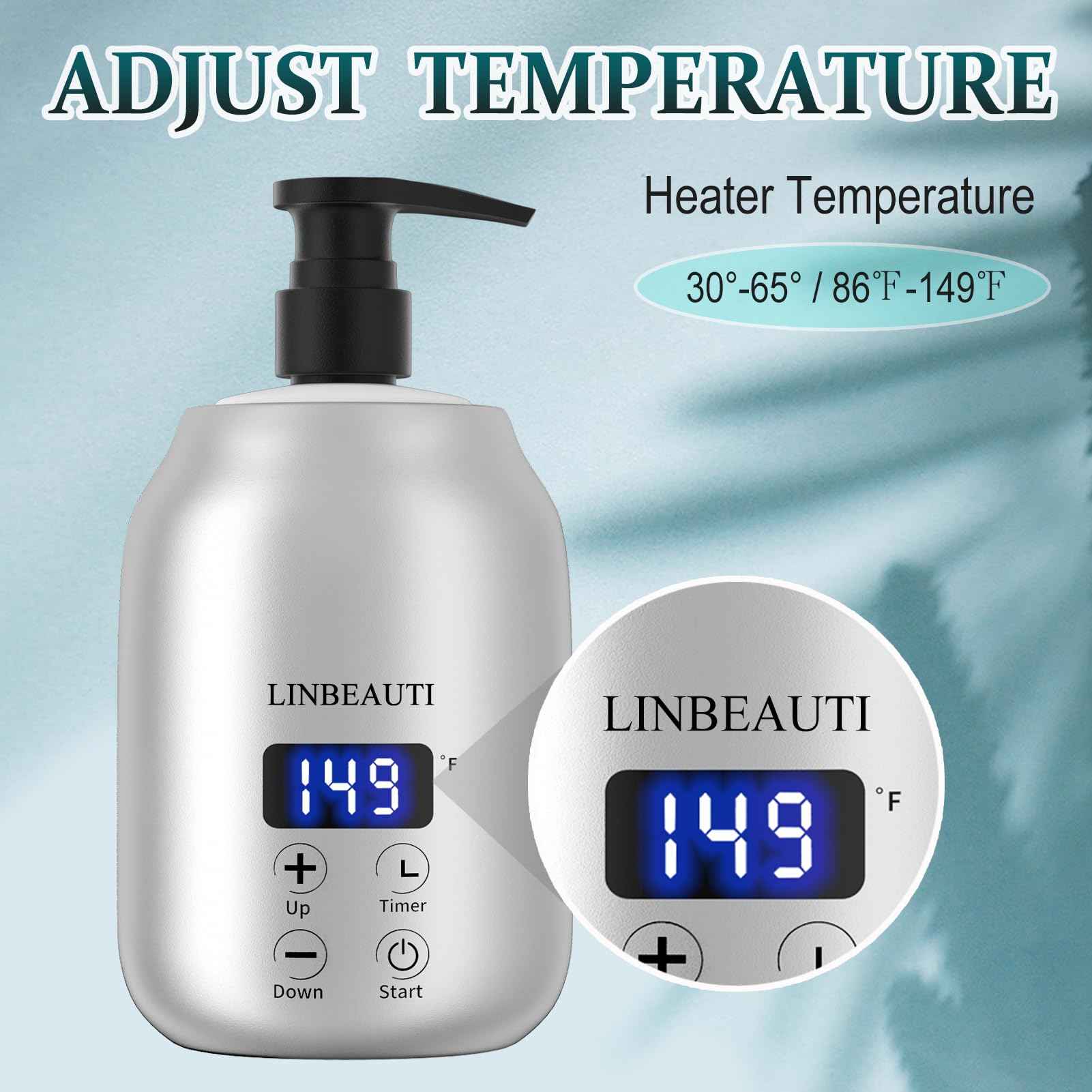 LINBEAUTI Massage Oil Warmer with Two Oil Bottle Dispenser, Lotion Bottle Warmer, Smart Touch Key Electric Warm Lotion Dispenser, Lube Gel Cream Warmer for Home Pro Salon Spa Massage (silver)