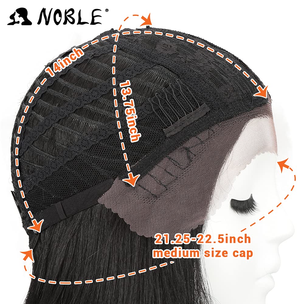 NOBLE Black Bob Wigs for Women Short Straight T Part HD Lace Front Wigs 150% Density Heat Resistant Synthetic Blunt Cut Black Bob Wigs for Party and Daily Use (10 Inch, Natural Black)