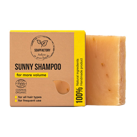 SoapFactory Organic Solid Shampoo Bar with Lemongrass, Adds Volume, Hair Soap for Men and Women, 100% Natural, Vegan, Handmade, Plastic Free, 3 Ounce