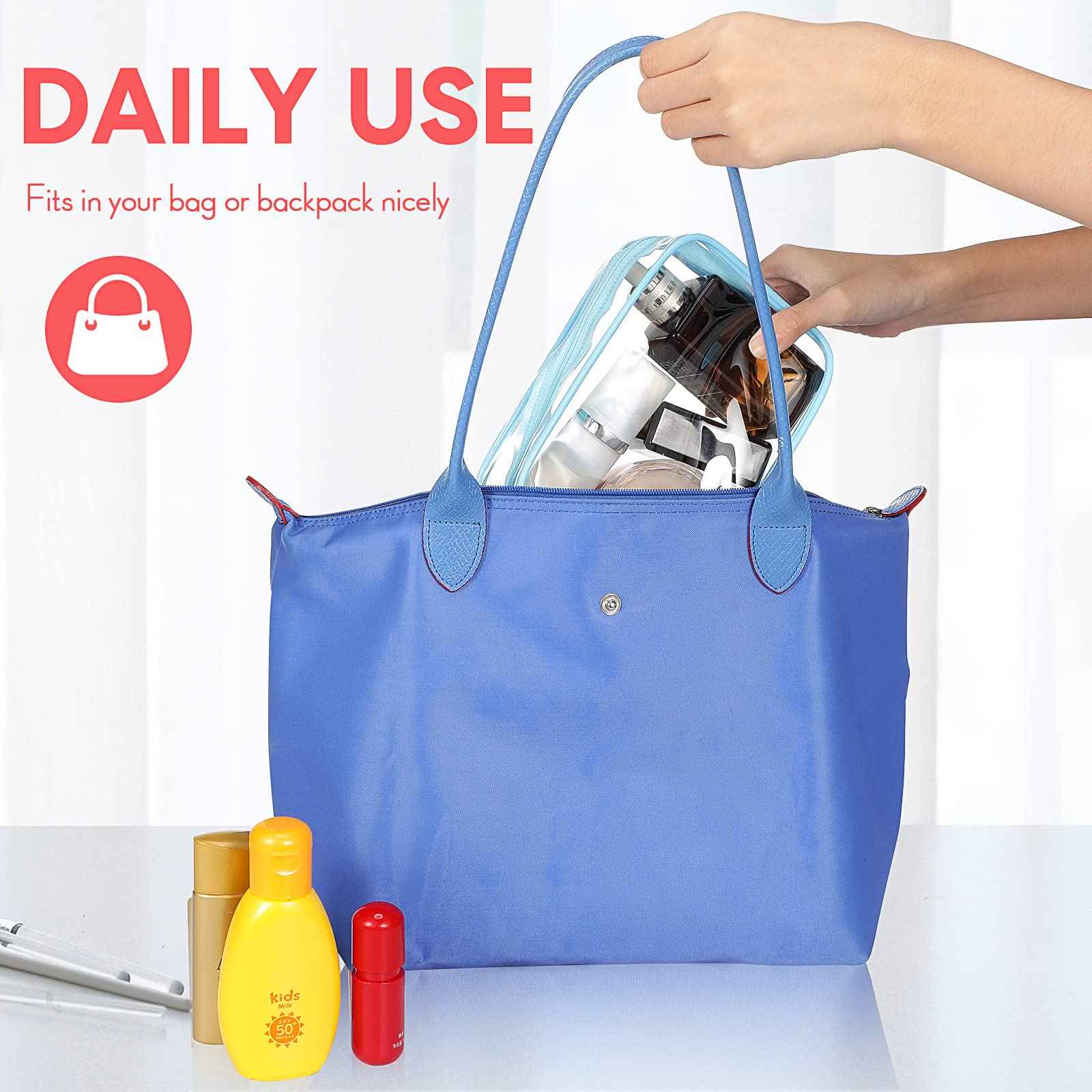 Reginary 16 Pack Clear Cosmetic Bag, Transparent Toiletry Bag Travel Pouch with Zipper Waterproof PVC Plastic Organizer Case for Women Men Traveling Vacation Organization Business Trip Home, 8 Colors