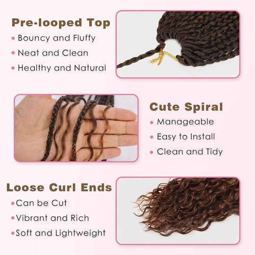 Eeanno Goddess Box Braids Crochet Hair Honey Blonde Boho Hair for Women Pre Looped Crochet Box Braids with Curly Ends P3330#, 24 Inch