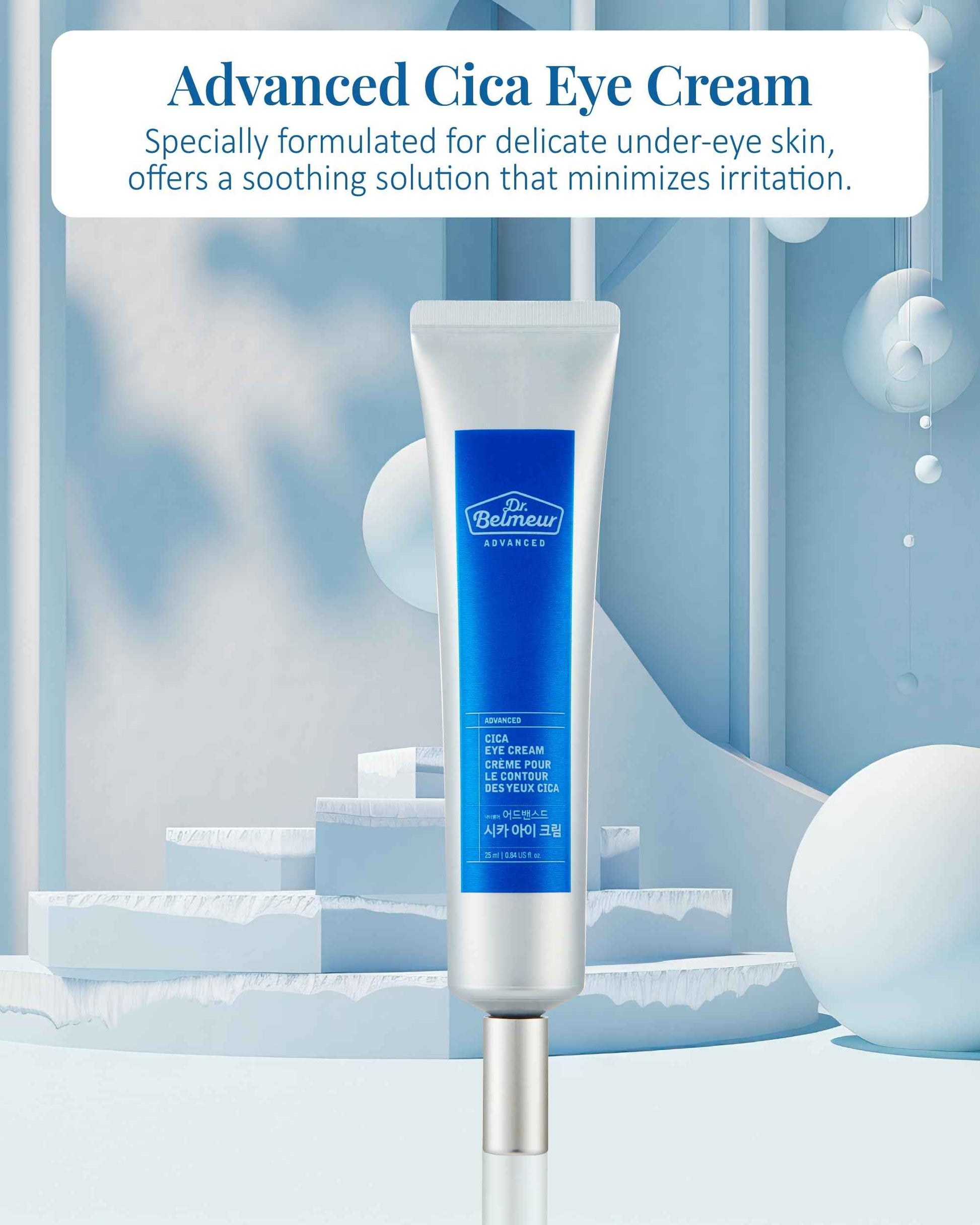 DR. BELMEUR Advanced CICA Eye Cream (0.9fl oz) - Gentle Eye Care for Delicate Skin. Korean Skin Care by LG Beauty. Ceramide, Centella Asiatica, Pro-Retinol.