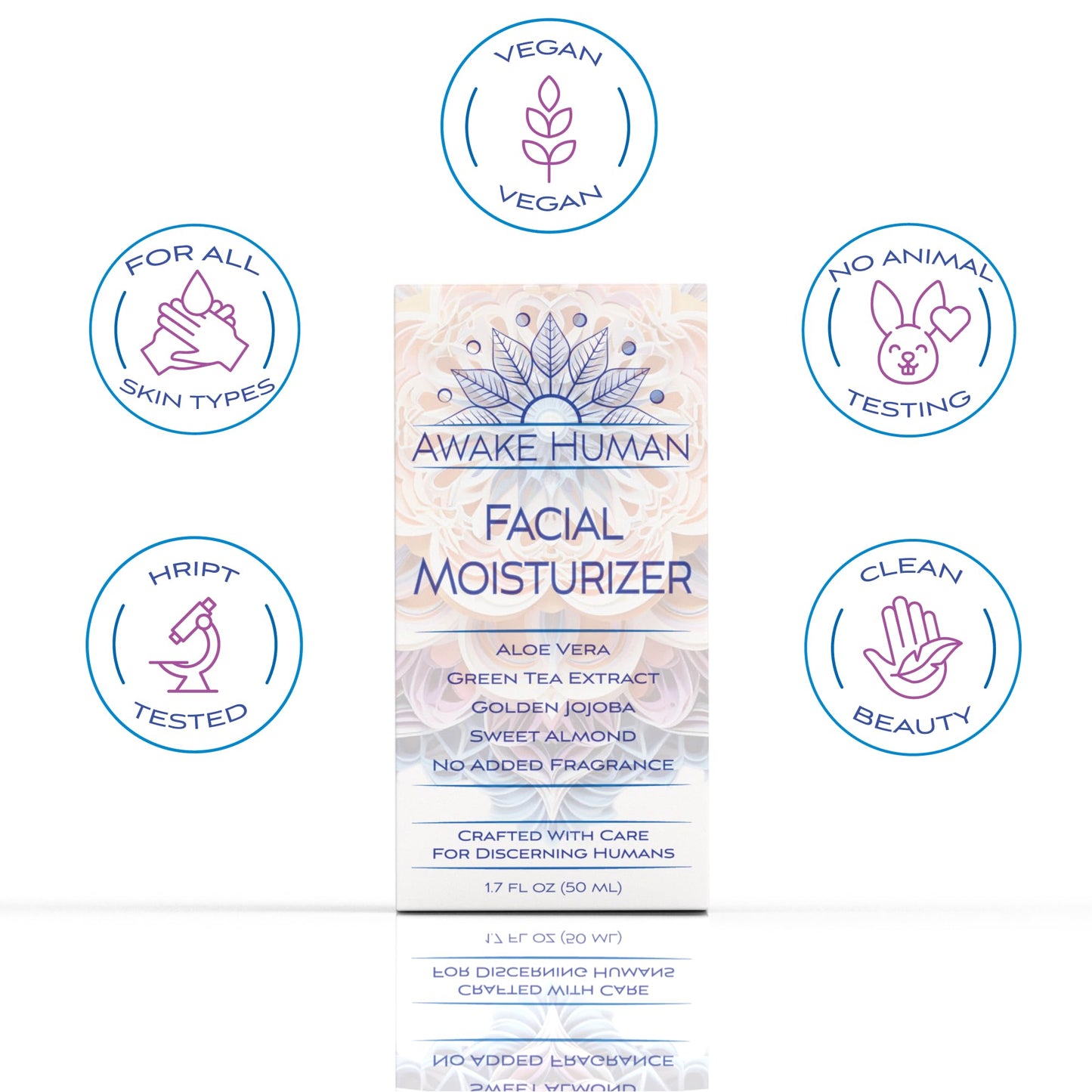 Natural Face Moisturizer for Dry Sensitive Skin - Organic Natural Face Cream - Facial Aloe & Green Tea Moisturizer Cruelty Free - Vegan Face Moisturizer for Women, Acne-Safe, Anti-Aging, No Fragrance