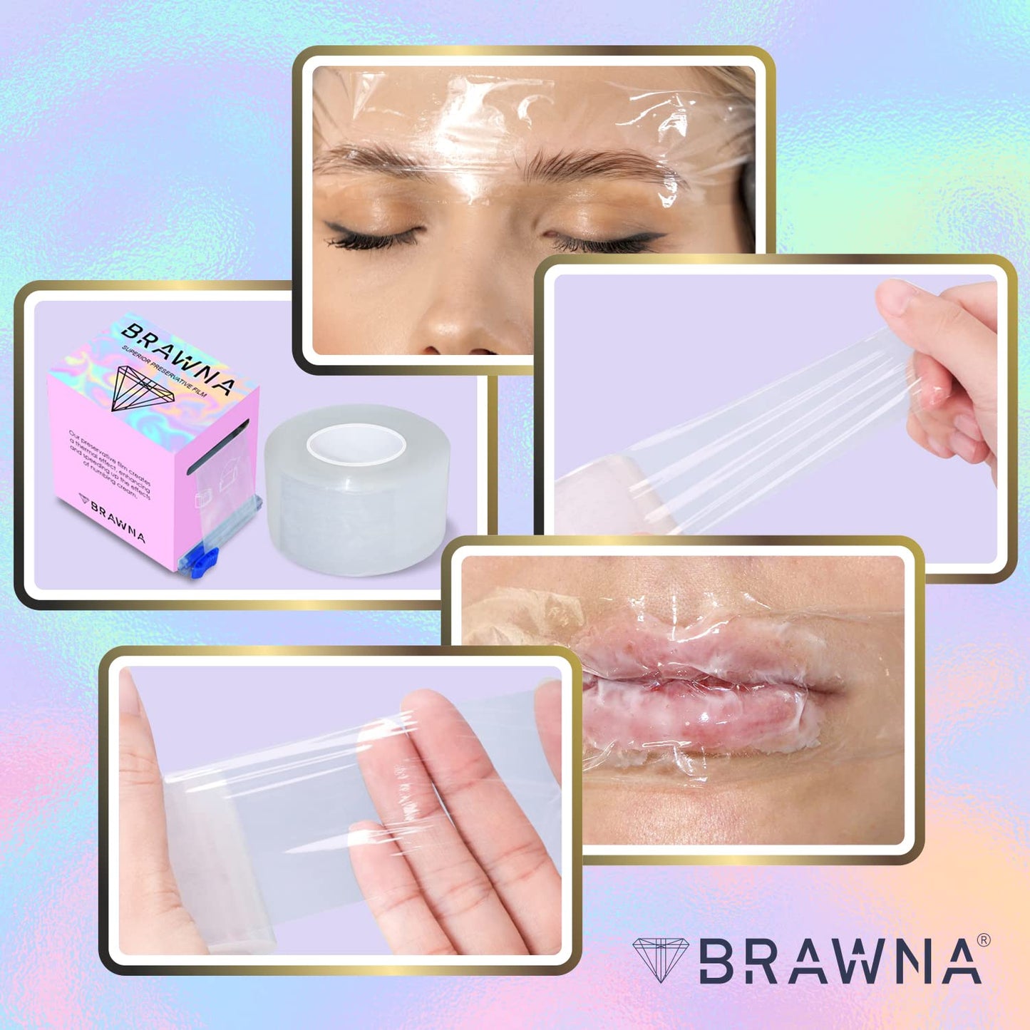 BRAWNA 2 Pack - 2600 Ft [ 800M Total ] Preservative Film – Microblading Wrap for Lip Blush, Eyebrow Lamination & Lash Lift – PMU Plastic Wrap & PMU Supplies - Microblading Kit - Pink Box