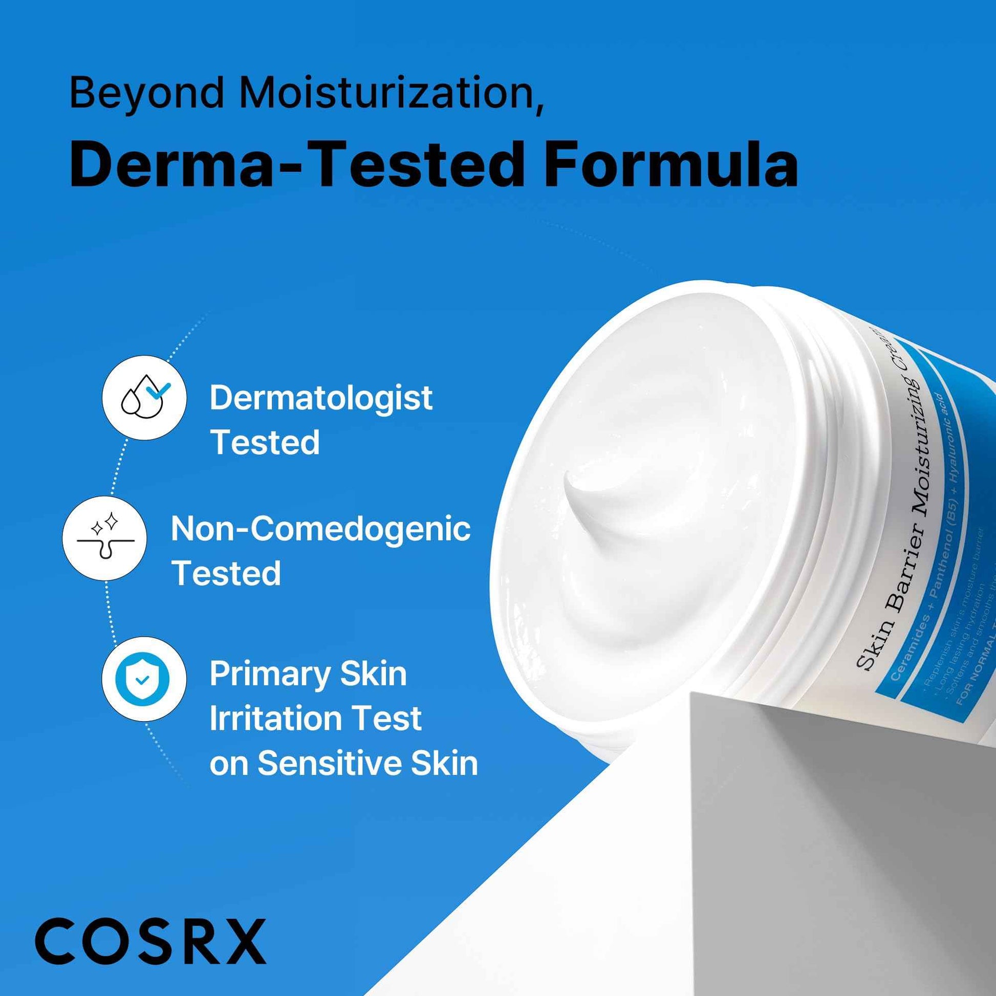 COSRX Barrier Moisturizing Cream - Body and Face Moisturizer for Dry Skin with Ceramide & Hyaluronic Acid, Unscented Hydrating Body Lotion, 15.2 fl.oz, Korean Skin Care, Stocking Stuffers
