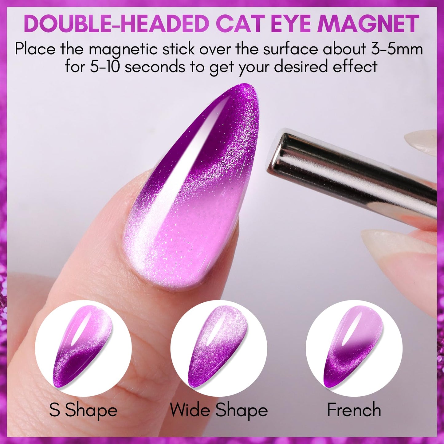 Makartt Cat Eye Gel Nail Polish 10ML Reflective Glitter Gel Polish with Cat Eye Magnet for Nails Temperature Changing Magnetic Nail Polish Gel UV LED DIY Nail Art Home Salon Gift(Galaxy Glitter)