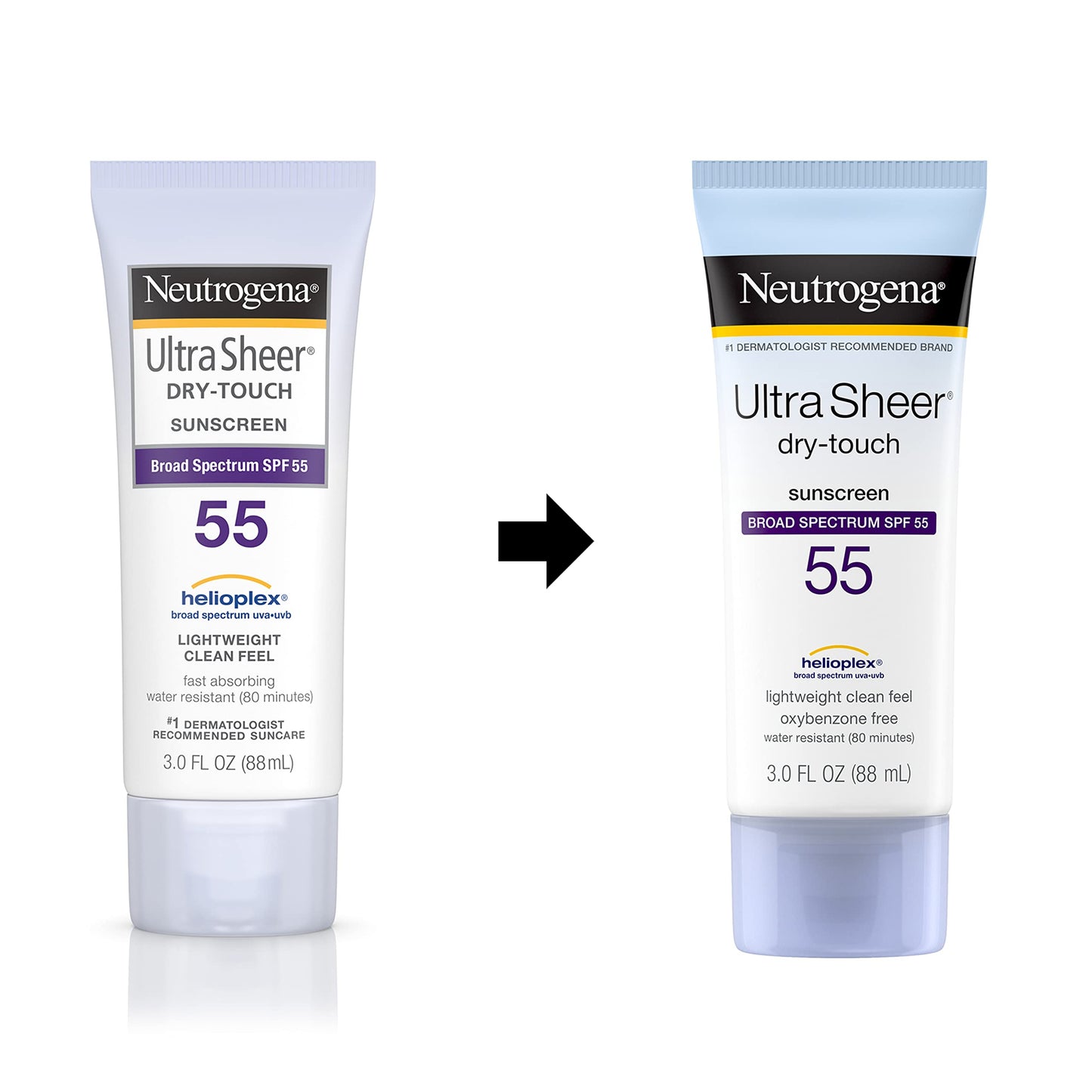 Neutrogena Ultra Sheer Dry-Touch Sunscreen Lotion, Broad Spectrum SPF 55 UVA/UVB Protection, Light, Water Resistant, Non-Comedogenic & Non-Greasy, Travel Size, 3 fl. Oz