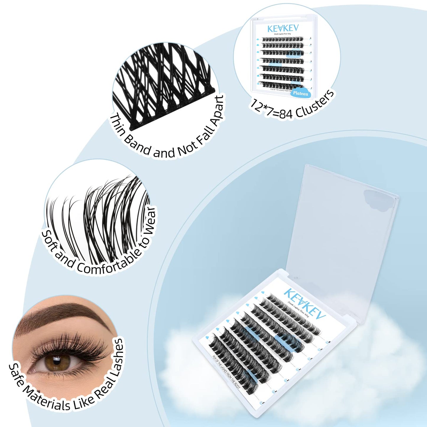 Lash Clusters 84 Pcs Cluster Lashes Eyelash Clusters DIY Cluster Eyelash Extensions Individual Lashes Thin Band & Soft(Plateau,C-8-16mix)