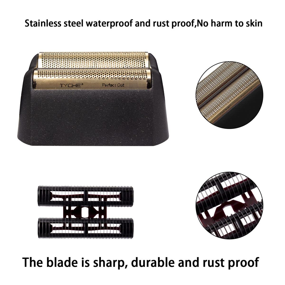 Professional 5 Star Series Finale Shaver Shaper Replacement Foil and Cutter Bar Assembly Compatible with Wahl Shaver Model 7031-100, 7043-100 Super Close Super Close Shaving Replacement Heads,Gold