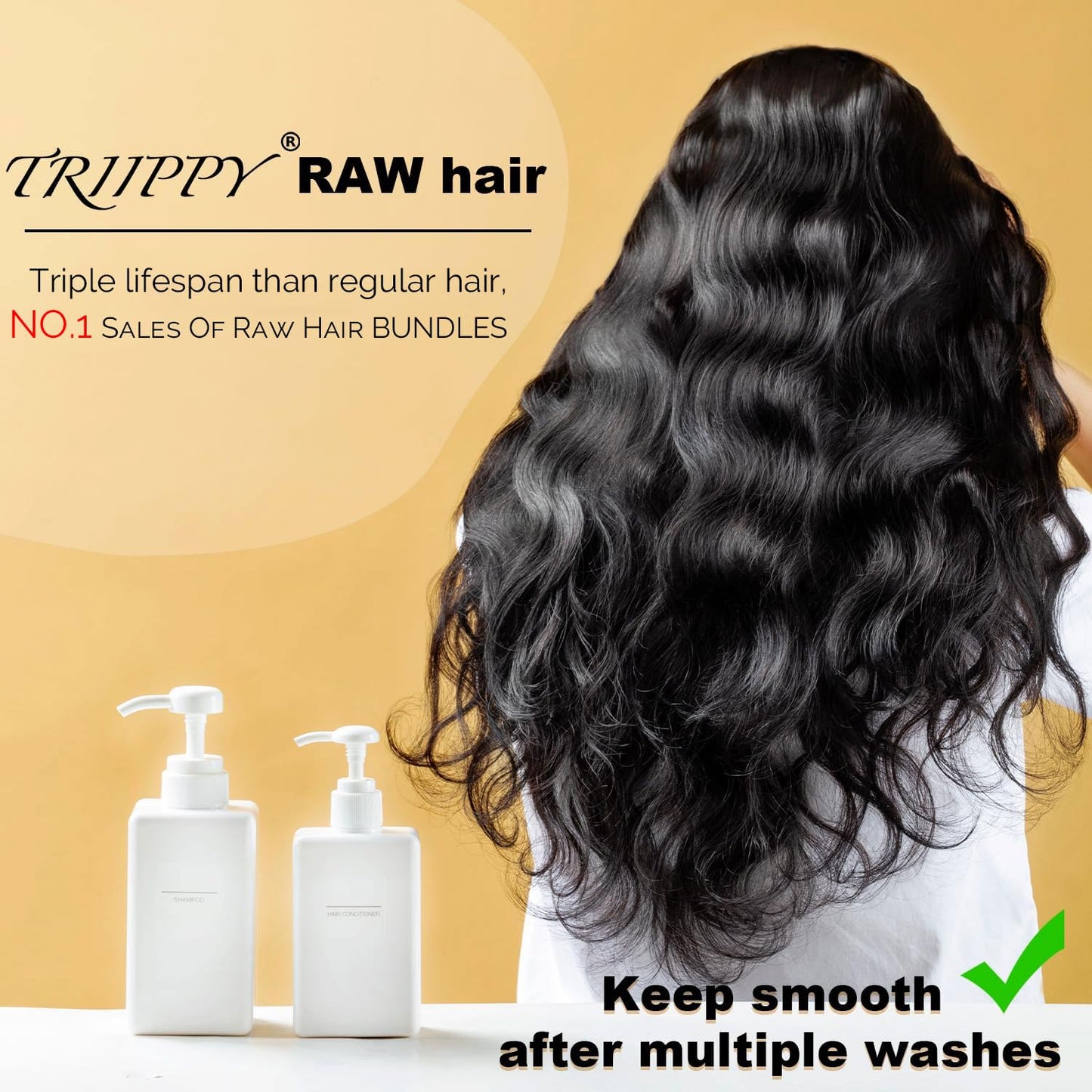 TRIIPPY Raw Body Wave Human Hair Bundles,Triple Lifespan Than Regular Virgin Hair No.1 Sales Of Raw Hair Bundles(16 18 20 Inches) Keep Silky And Smooth After Multiple Washes 100% indian Raw Hair