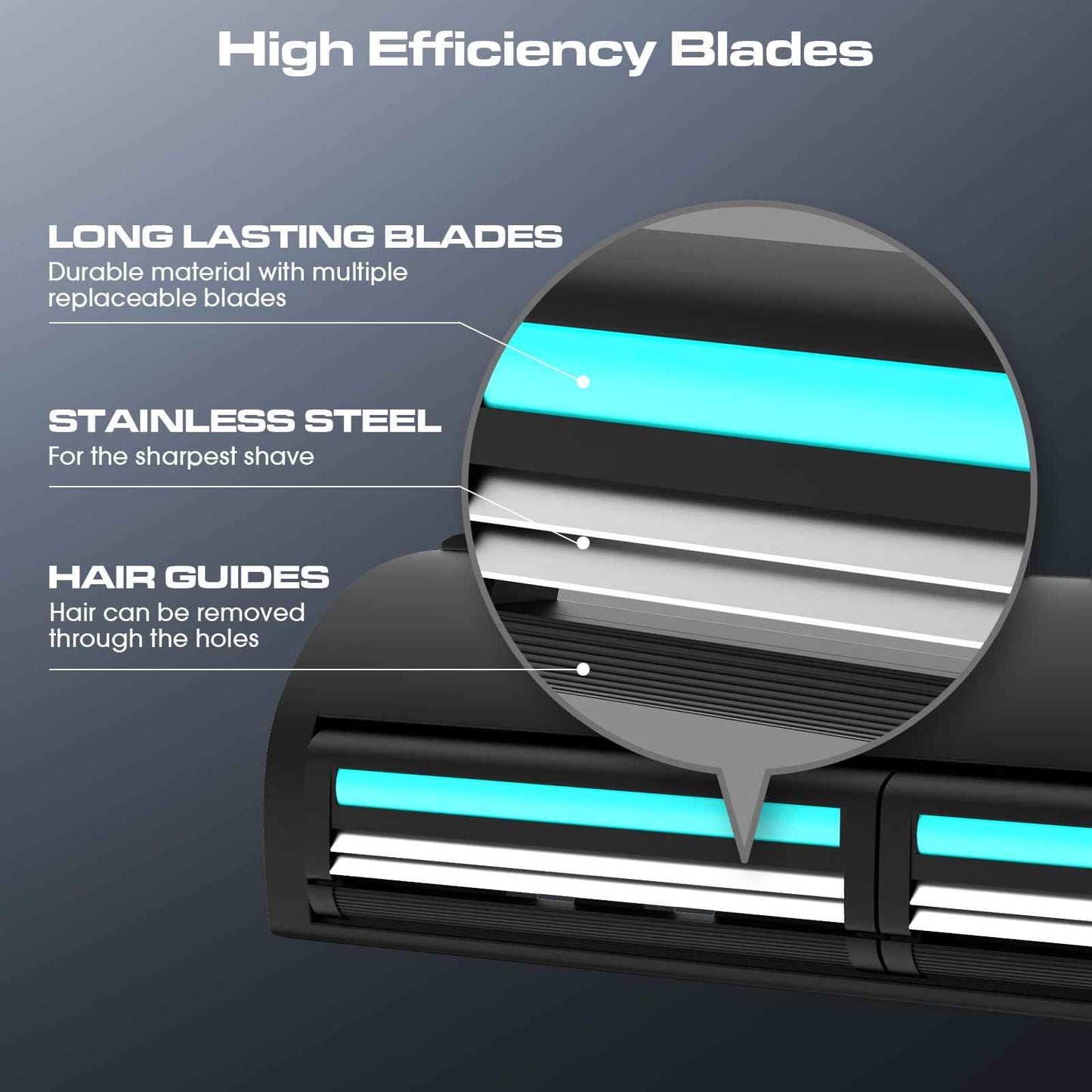 ZOMU Back Shavers for Men:Back Hair Shaver and Body Shavers for Men with Safety Blade Technology & Ergonomic DIY Long Handle, Wet or Dry Shaving-Black(Replaceable 8PCS 3.5inch Blades Included)