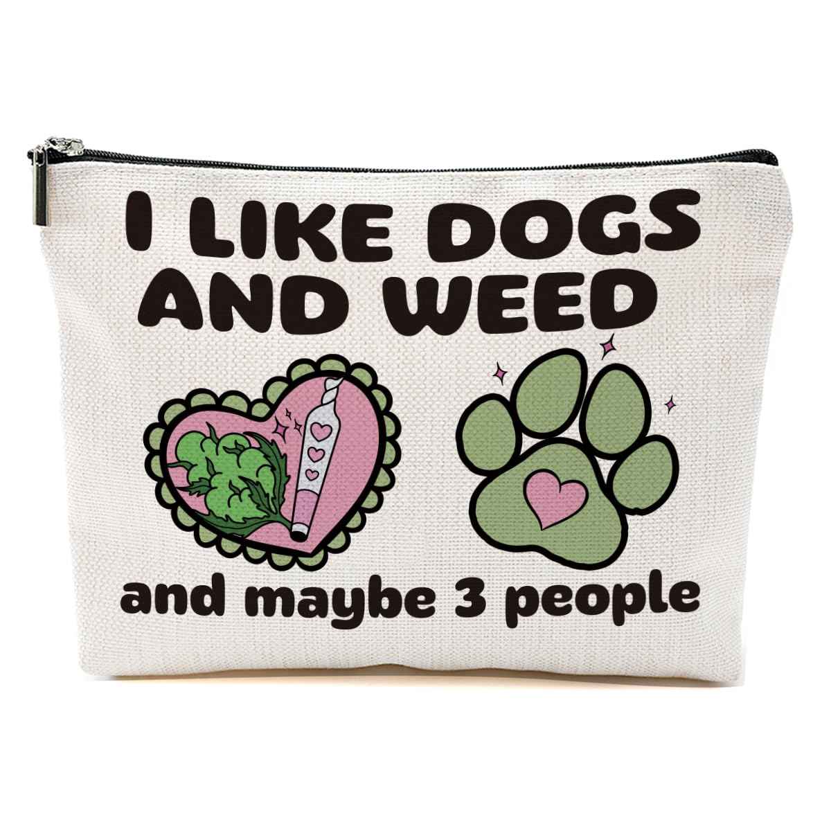Novelty Dog Lovers Gifts Weed Makeup Bag Weed Stuff Funny Dog Mom Gifts for Women Friends Animal Lover Thank You Retirement Friendship Birthday Mothers Day Graduation Travel Accessories Bag