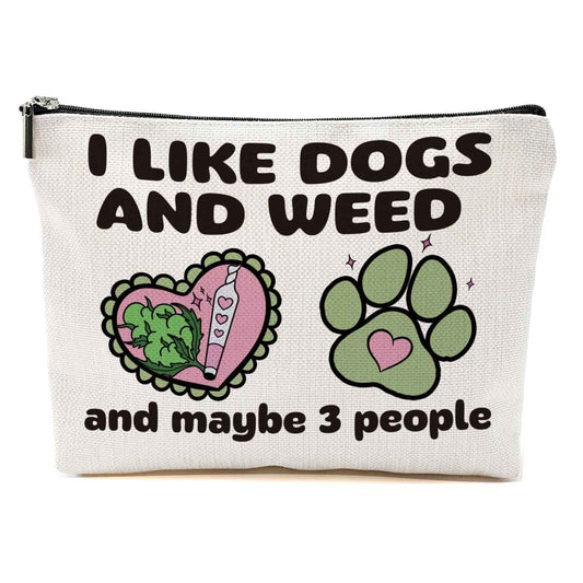 Novelty Dog Lovers Gifts Weed Makeup Bag Weed Stuff Funny Dog Mom Gifts for Women Friends Animal Lover Thank You Retirement Friendship Birthday Mothers Day Graduation Travel Accessories Bag