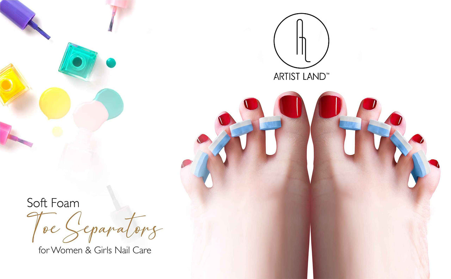 Artist Land 48 Pairs Spa Party Pack of Anti-Slip EVA Pedicure Slippers & Premium Toe separators Two Tone Soft & Durable - Bulk 6 Fun Colors Ideal for At Home Spa Party & Nail Salon