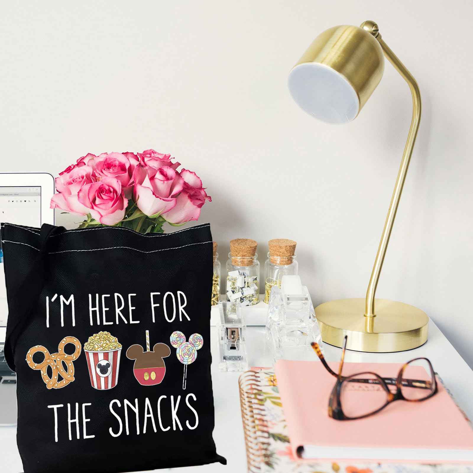 GJTIM Snacks Lover Gift Family Vacation Gift Snacks Travel Bag I’m Here For The Snacks Makeup Bag (For The Snacks ToteBlack)