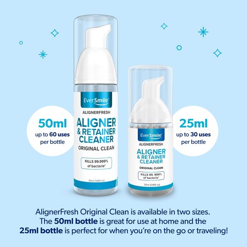 EverSmile AlignerFresh Original Clean Foam – Cleaner Compatible w/Invisalign and All Clear Aligners & Retainers – Eliminates Bacteria, Whitens Teeth, Fights Bad Breath – 50ml (1 Pack)