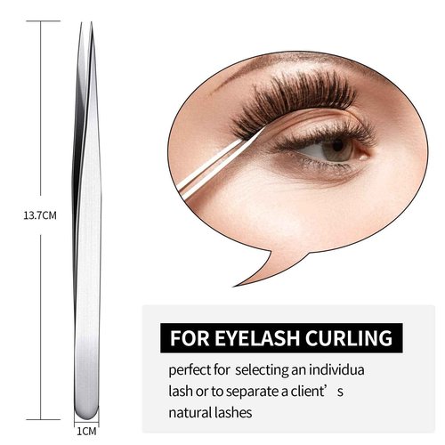 3 Pieces Straight Pointed Tip Tweezers Isolating Tweezers Eyelash Extensions Lash Pointed Blackhead Remover Precision Eyebrow Splinter (Classic Style,5.31 Inch)