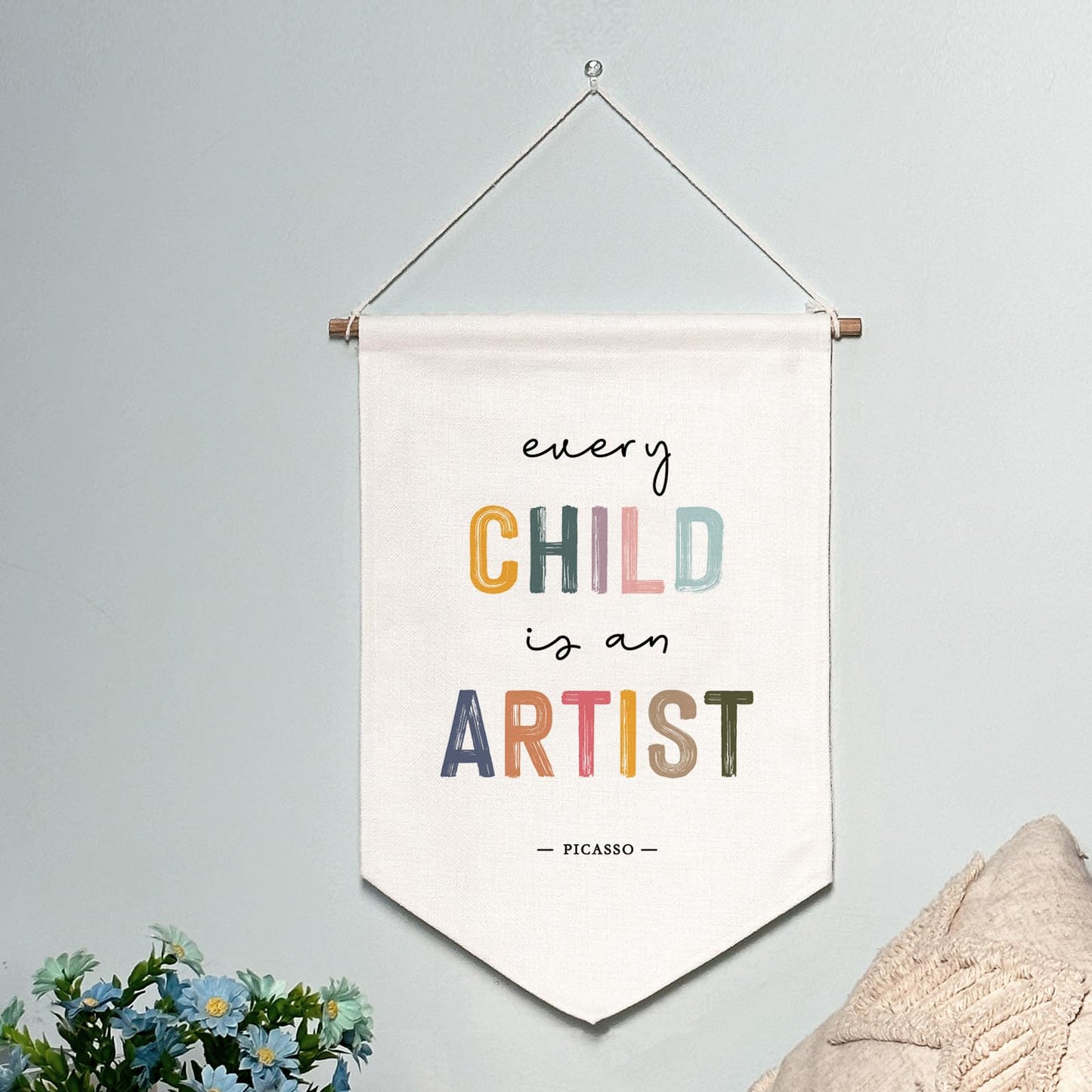 Classroom Wall Hanging Banner Poster Therapy Office Decor Calm Down Corner School Counselor Mental Health Growth Mindset Poster Anxiety Educational Wall Banner (Child is an Artist)