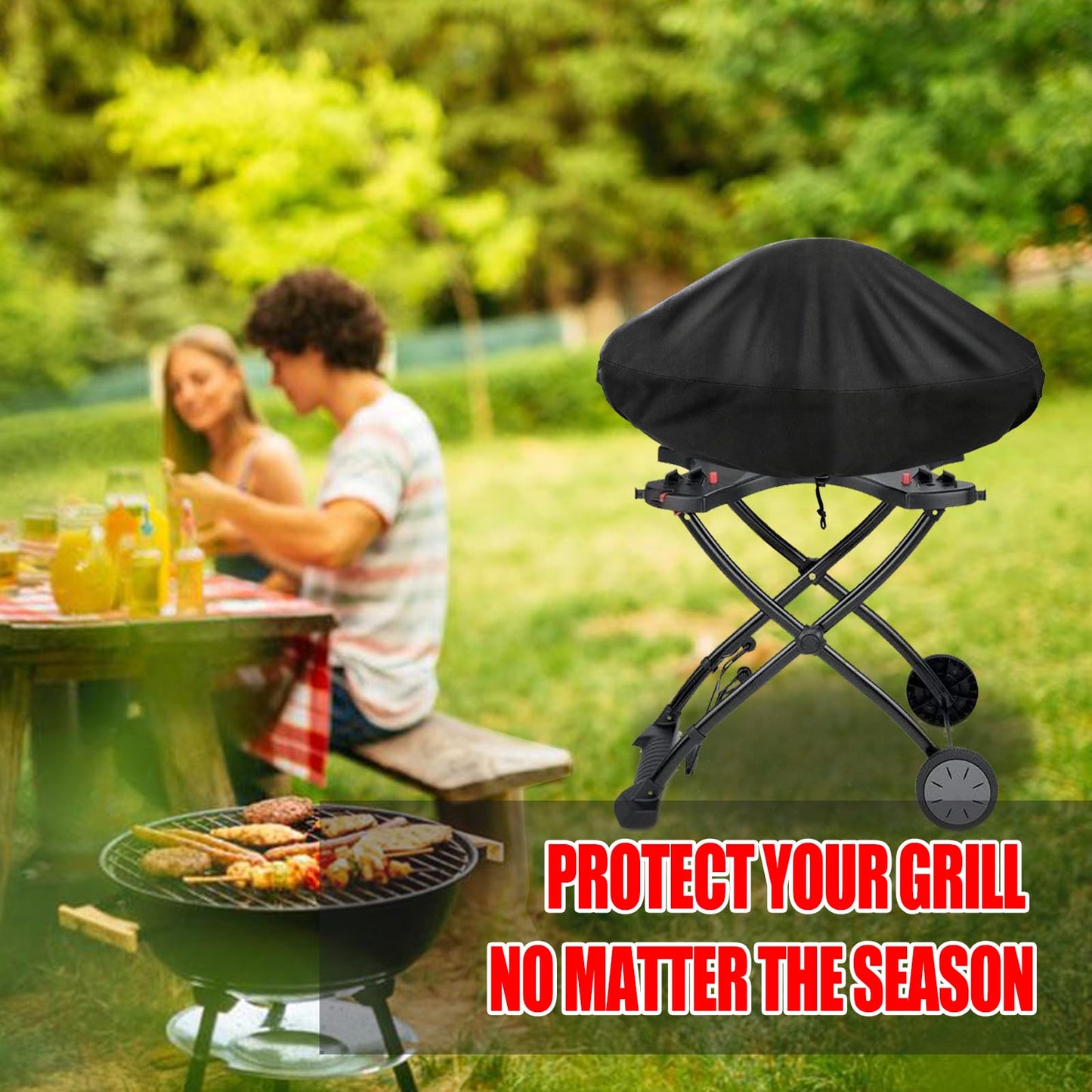 Grill Cover for Q Series Grills, for Q200/Q2000 Series Gas Grill Waterproof Barbecue Cover for Q2000, Q2200, Q2400, Q200, Q220 and More…