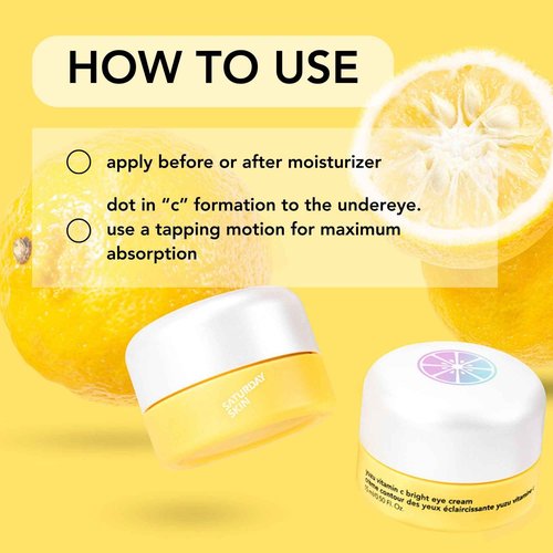 Saturday Skin Yuzu Eye Balm Vitamin C Wide lluminating Under Tight Eye Cream Korean Niacinamide Caffeine for Wrinkles Puffy Eyes Dark Circles Moisturizing Hydrates Anti Aging for Women (15ml)