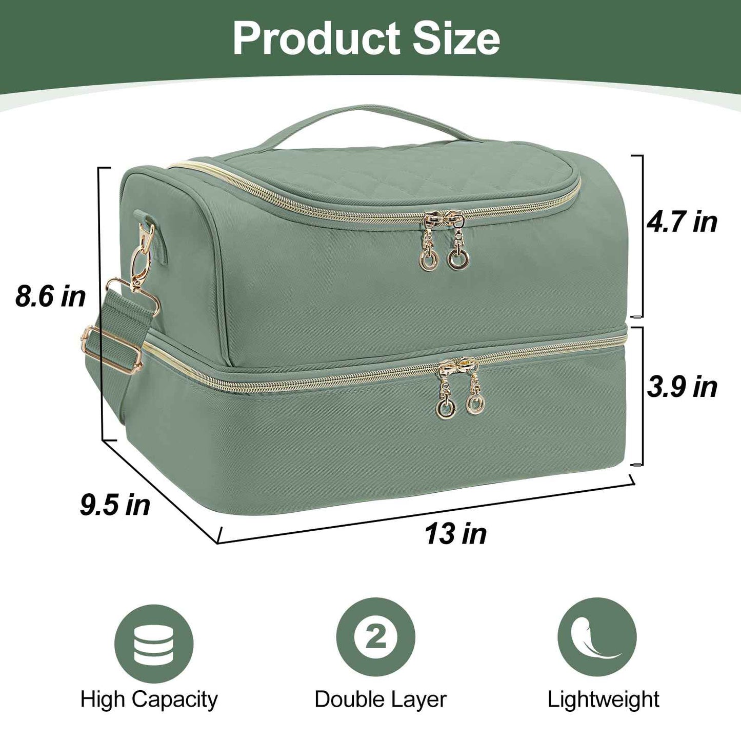 SXS LACONIC Nail Polish Organizer Case,Double Layer Nail Supplies Organizer Bag Storage Box Holds Up to 45 Bottles of Nail Polish and Nail Lamp