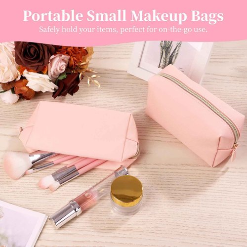 8 Pcs Small Makeup Bags, PU Leather Preppy Bags for Women, Waterproof Cosmetic Pouches, Portable Toiletry Bags for Travel, Daily Storage Beauty Organizers