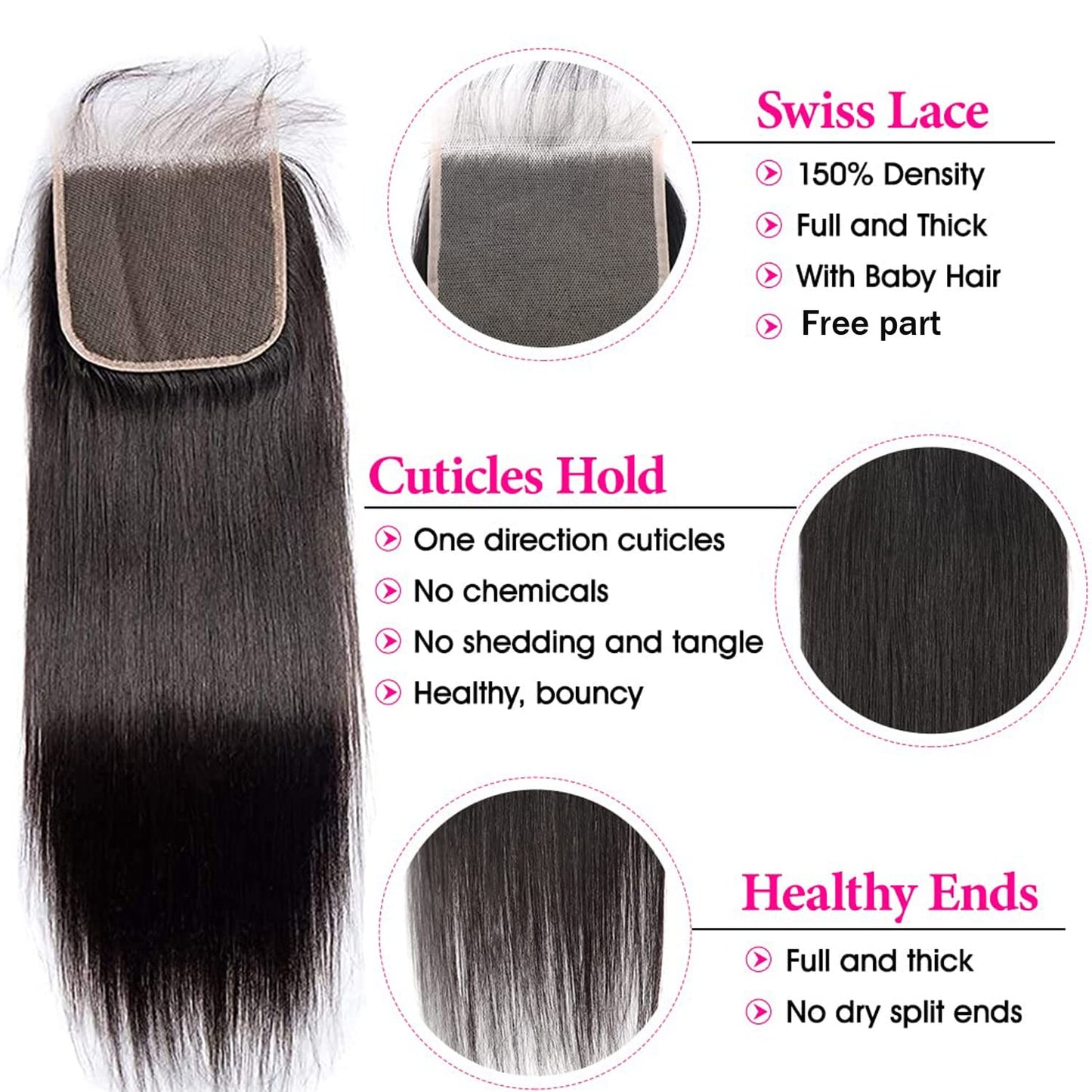 Liangya Hair 5x5 Closure Hd Lace Closure Straight Closure Human Hair 12A Real Transparent Lace Closure Virgin Remy Human Hair Frontal Closure Pre Plucked With Baby Hair Natural Black Color(12inch)