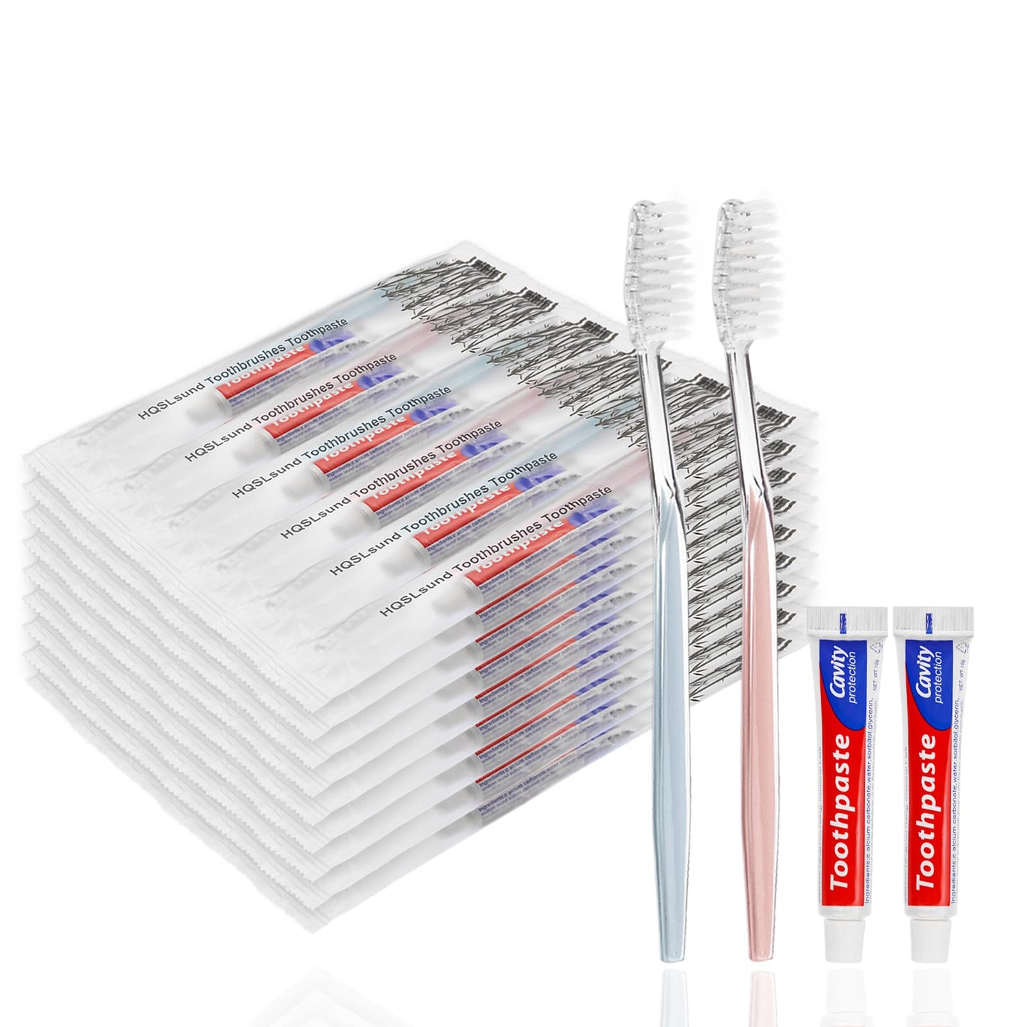 100 pcs Disposable Toothbrushes with Toothpaste Individually Wrapped, 2 Color Toothbrushes and Toothpaste 10g, Bulk Toothbrushes Toothpaste for Homeless,Airbnb,Hotel