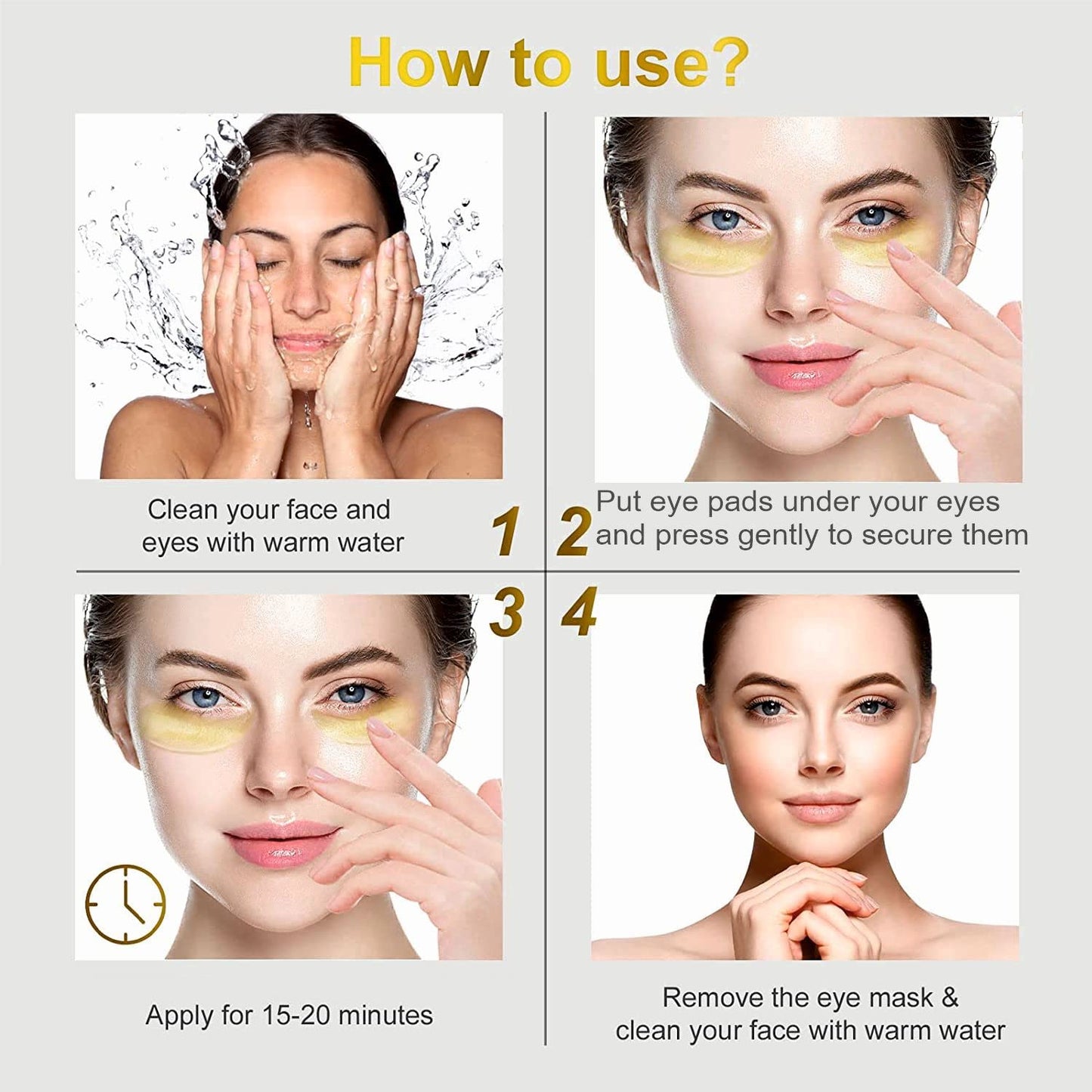 MMBTY 2 in 1 Under Eye Patches 12 Pairs, Under Eye Lines, Under Eye Bags, Eye Masks for Dark Circles And Puffy Eyes, Eye Masks for Skin Care, Gold Eye Patches for Puffy Eyes,Eye Masks for Rare Beauty