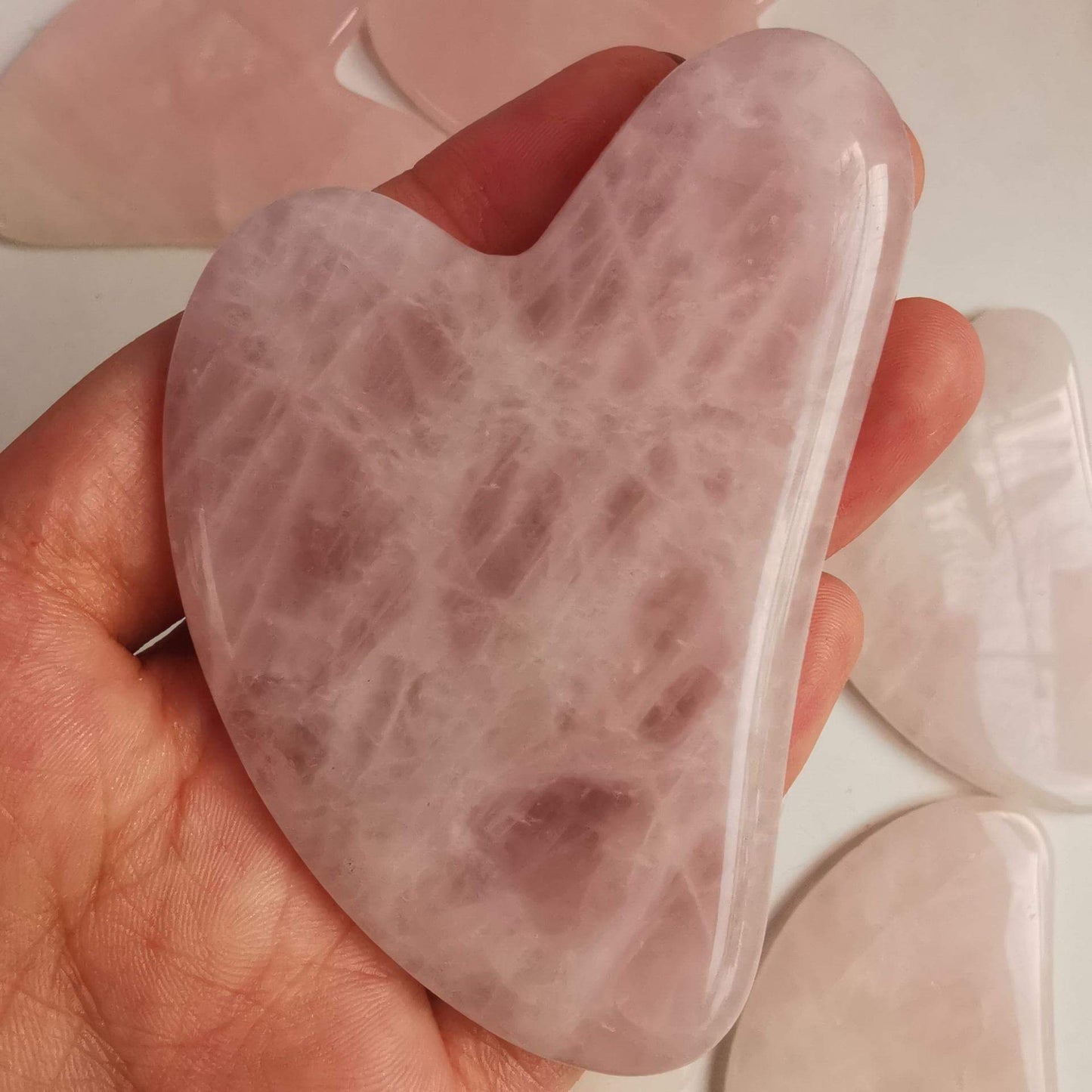 Loveliome Gua Sha Crystal Jade Stone Board for Skincare, Scraping Face Back Massage Relax Therapy Trigger Point Treatment (Rose Quartz)