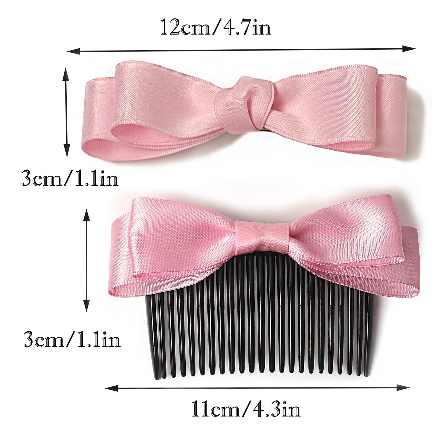 4Pcs Bow Hair Clip for Women Girls Ribbon Claw Clip Satin Bow Hair Clips Cute Barrettes for Teens Kids Hair Side Combs Bowknot Hairpins(Pink)