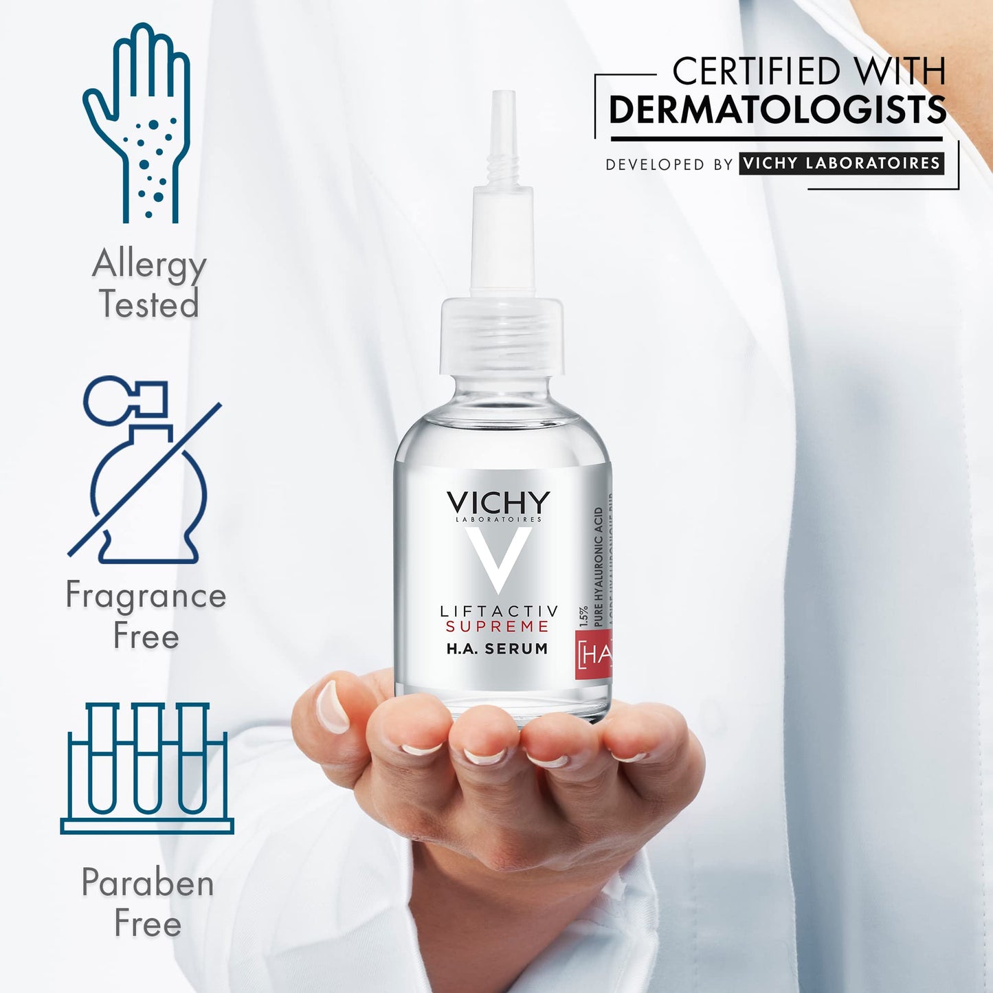 Vichy LiftActiv Supreme 1.5% Hyaluronic Acid Face Serum & Wrinkle Corrector | Anti Aging Serum For Face To Reduce Wrinkles, Plump, & Smooth | Suitable For Sensitive Skin | 1.01 Fl. Oz