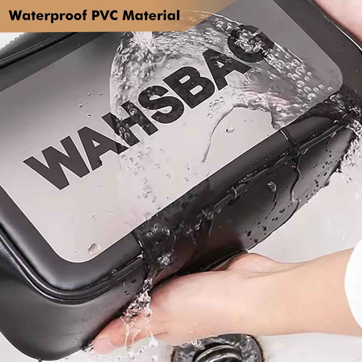 L&FY Large Toiletry Bag, Translucent Leather Makeup Cosmetic Organizer Bag Waterproof With Mesh Pouch For Gym, Workout Swim Beach Shower (Sky Blue, L)