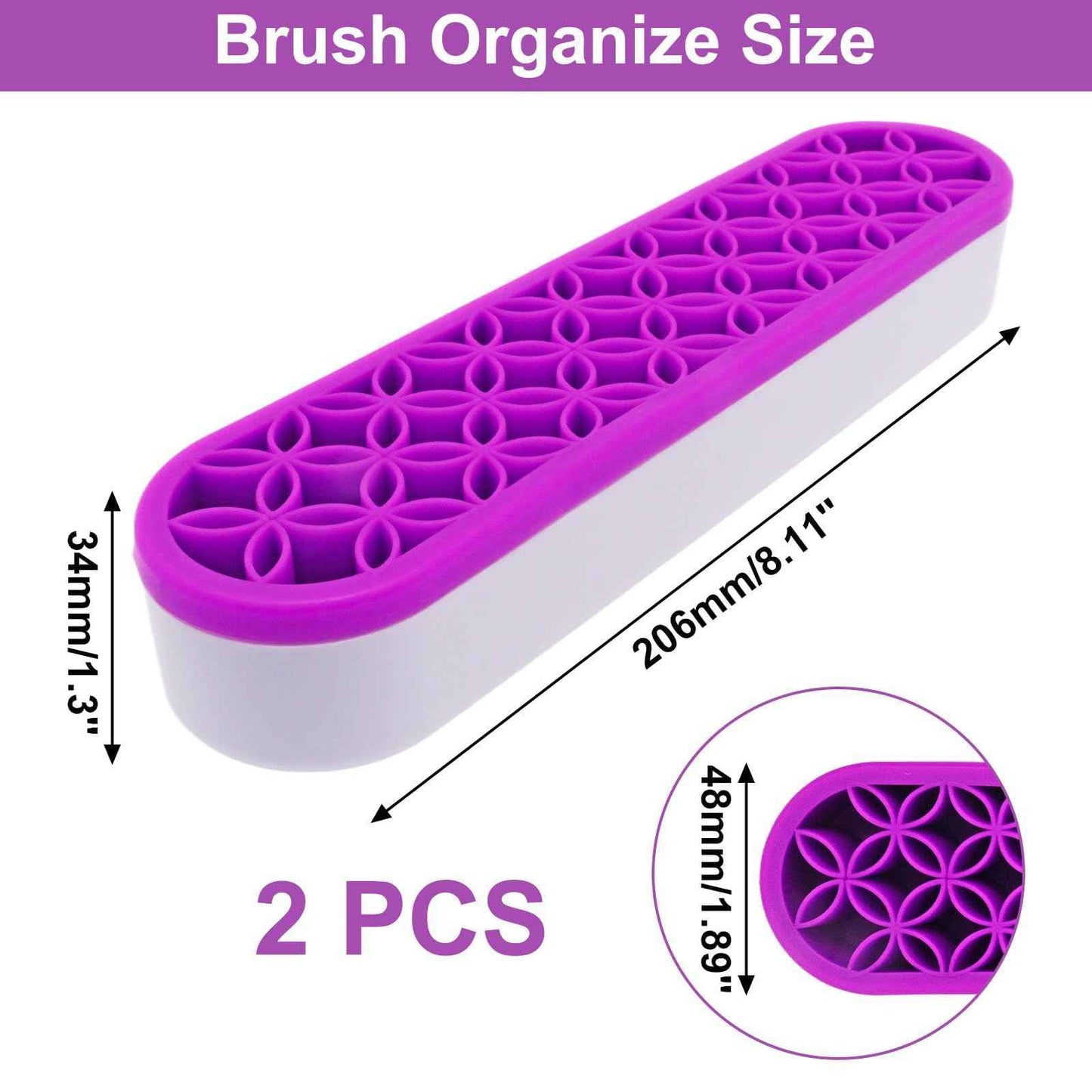 GDFYMI 2Pcs Silicone Makeup Brush Holders Green Purple Stand Makeup Brush Organizers Make Up Brushes Storage for Painting Pen Brushes Nail Clippers Drill Pens Ruler Sewing Craft Tools