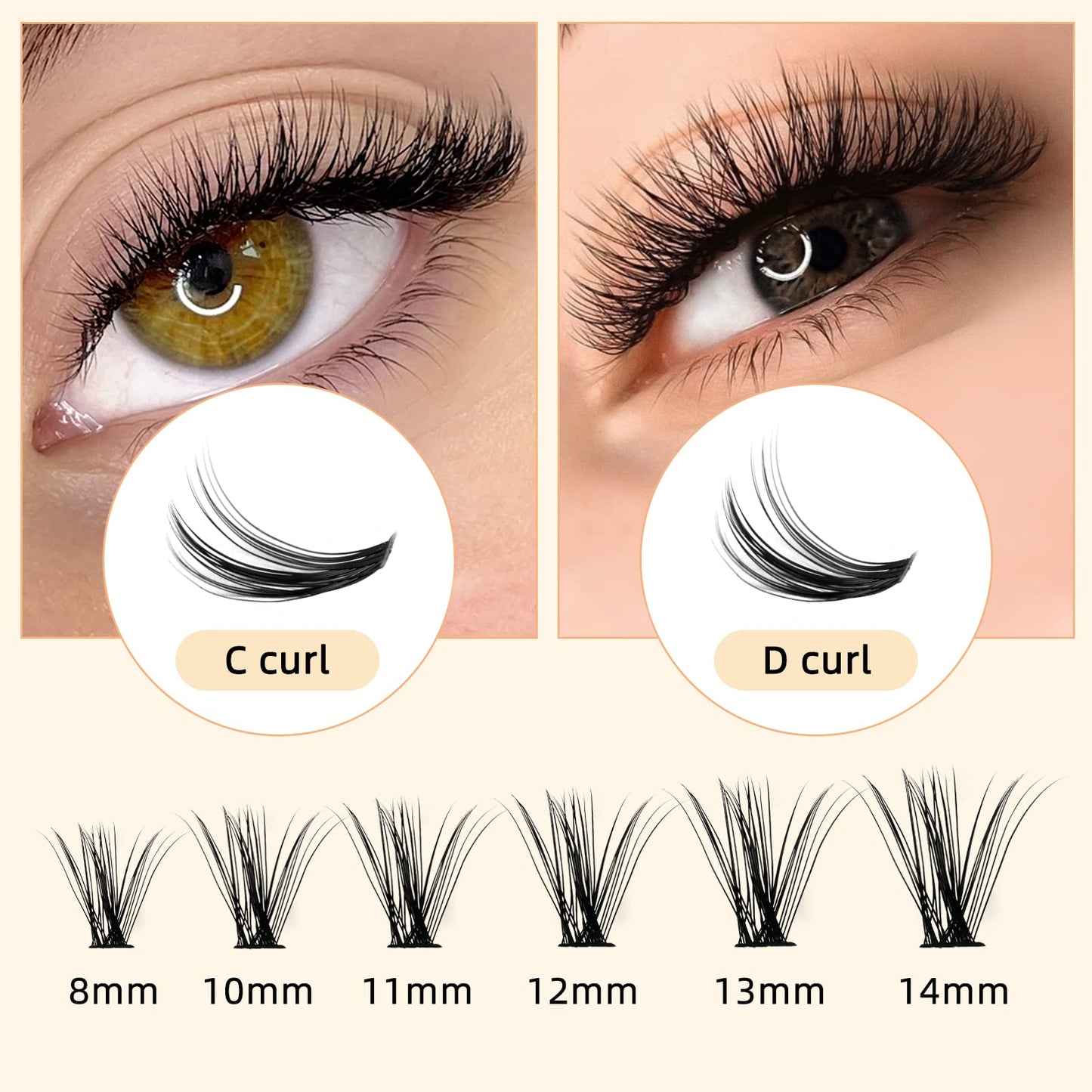 QUEWEL Lash Clusters 240Pcs Cluster Lashes 30D 0.07D Curl Mix8-14mm Individual Lashes Soft&Comfortable DIY Eyelash Extension at Home(30D 0.07D MIX8-14)