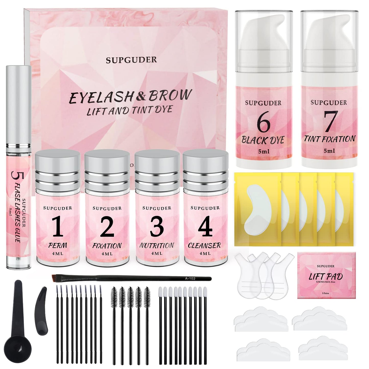 2024 4in1 Lash Lift and Brow Lamination Kit with Long-Lasting Black Color For 6-8 Weeks, Eyelash & Eyebrow Perm Diy Professional Kit,Easy to Use at Home & Salon