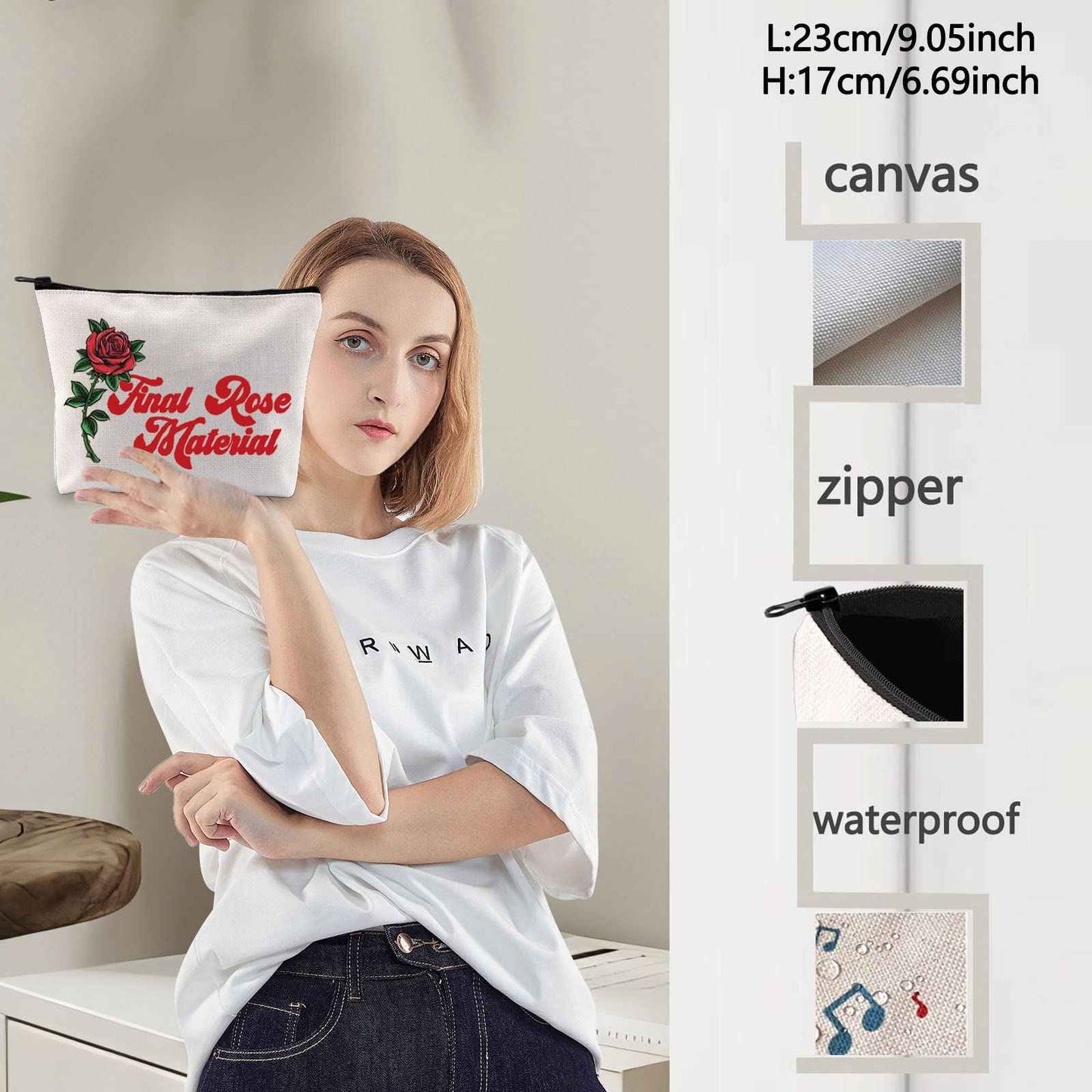 LEVLO Bachelor Fans Cosmetic Make Up Bag Bachelor TV Show Inspired Gift Final Rose Material Cosmetic Bag