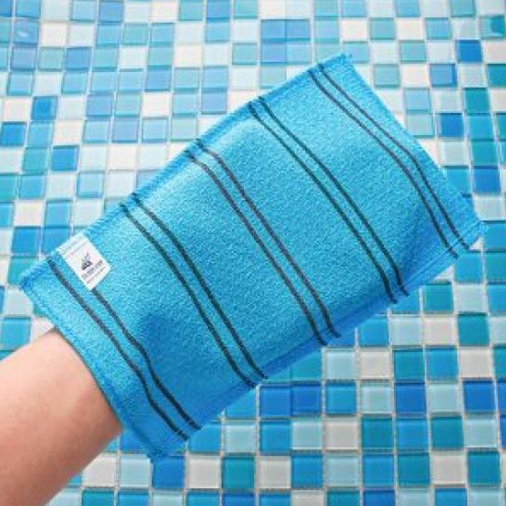 10 Pack SongWol Korean Beauty Skin Large Exfoliating Bath Shower Towel Gloves Scrub Wash Clothes Made in Korea Blue