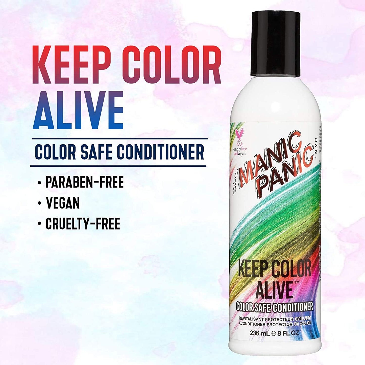 MANIC PANIC Shampoo & Conditioner For Color Treated Hair Set - Extend Color - Sulfate & Paraben Free - Vegan & Cruelty Free Moisturize & Volumize - Repair Damaged Hair & Prevent Tangling (8oz Bottles)