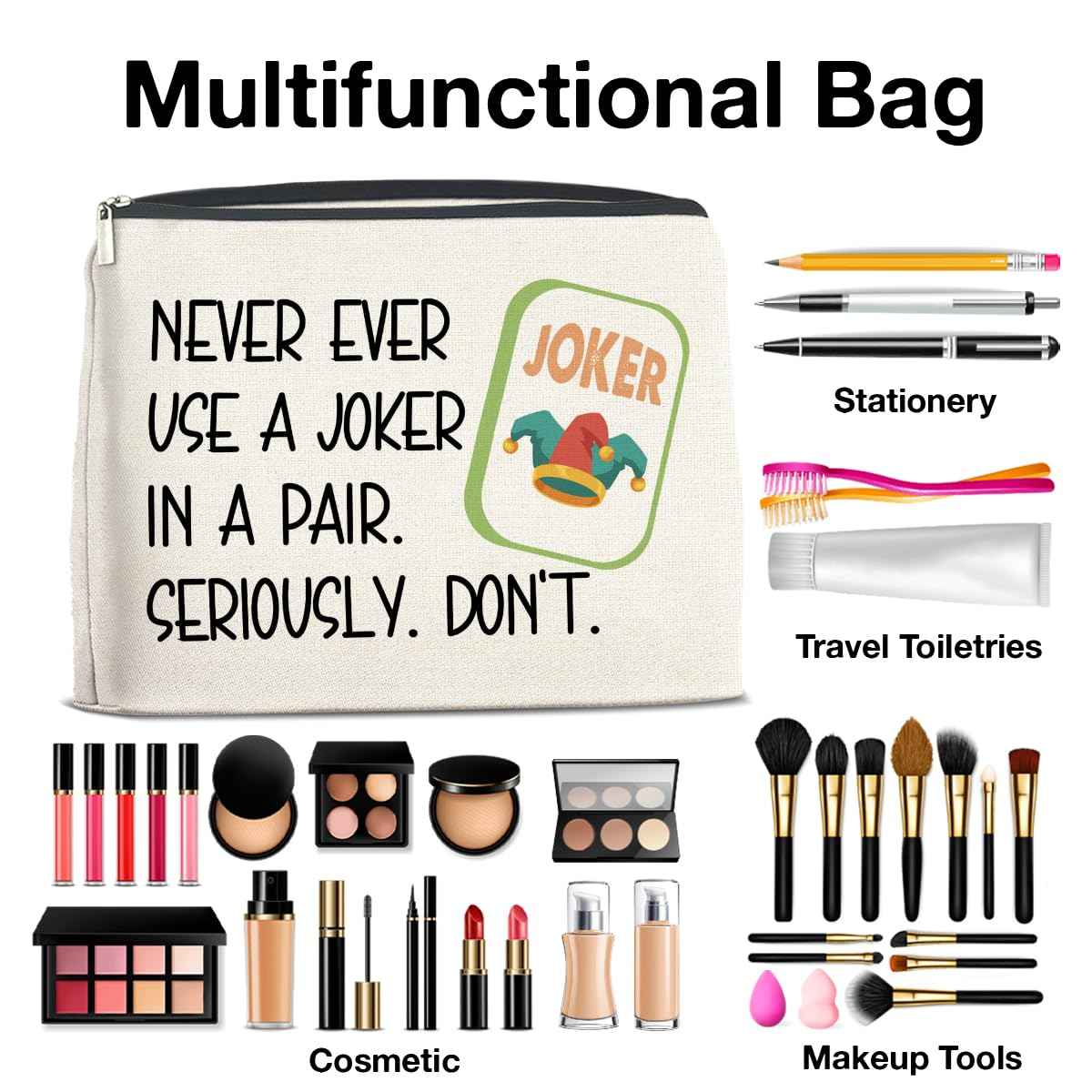 UPNEGE Funny Makeup Bag Mahjong Gifts for Women, Mahjong Lover Gifts Cosmetic Bag Zipper Makeup Pouch