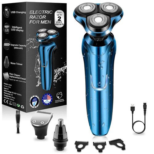 Electric Razor for Men, Men's Rotary Shavers, Waterproof,Wet and Dry Rechargeable Electric Shaver for Men's Faces with a Cordless and Floating Head, Portable Travel Razor,an Ideal Gift for Men