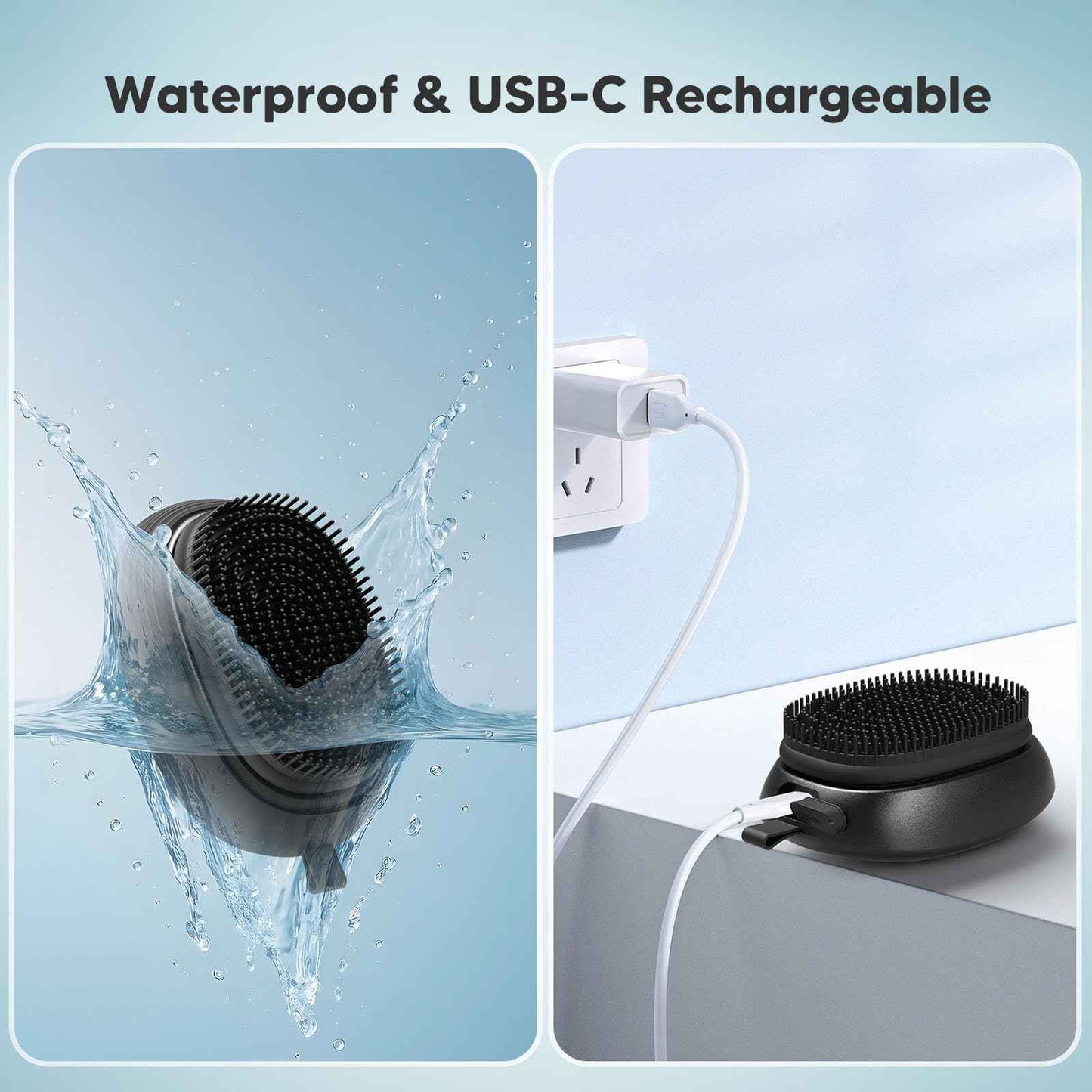 Nacetive Electric Sonic Body Scrubber – Food-Grade Soft Silicone Shower Brush & Loofah Alternative, Gentle Exfoliating & Deep Cleaning, Removes Dry Skin, Boosts Circulation & Revives Skin Glow