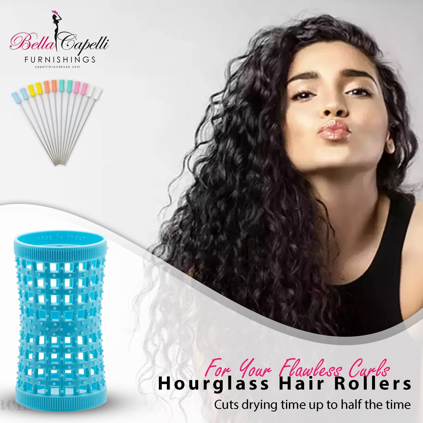 Hourglass Hair Rollers Yellow Hourglass Natural Hair Rollers 27mm1.06in – Pack of 12