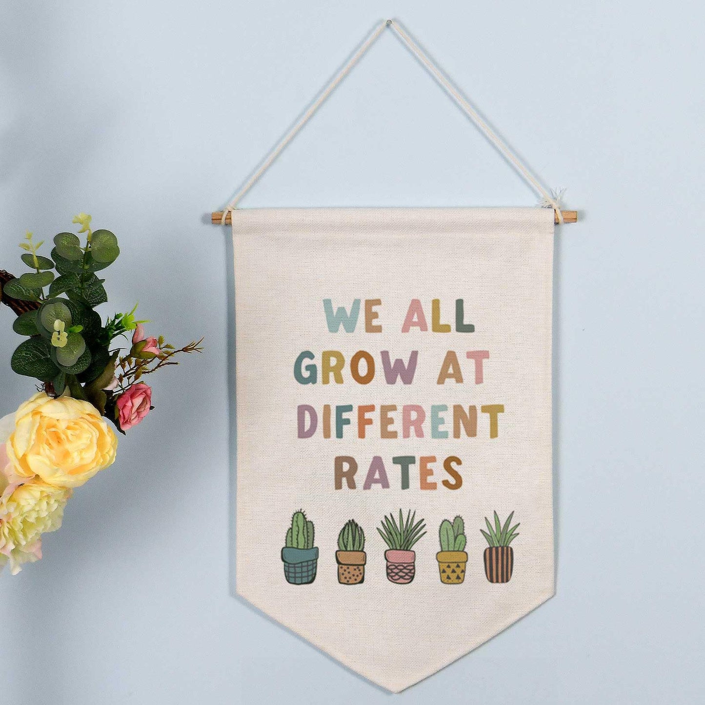 We All Grow At Different Rates Boho Classroom Decor, Classroom Poster, Wall Banner, Flower Decor, Playroom Decor, Be Kind, Child Art, Succulents Poster, School Psychologist Decor