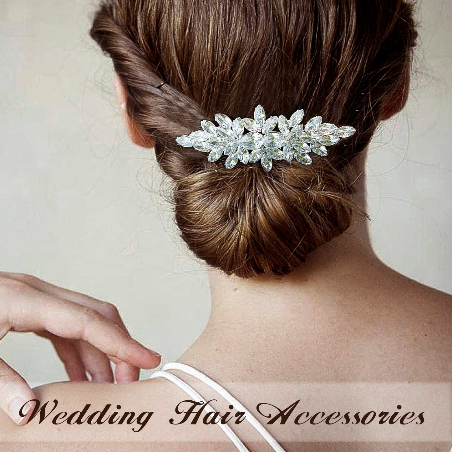 Sooshin Bridal Hair Comb, Crystal Wedding Headpiece for Brides, Rhinestone Hair Accessory for Women and Girls (Silver, 3.27*1.97 inches, Adjustable)