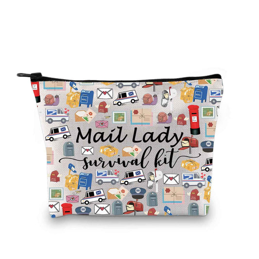 GJTIM Mail Lady Survival Kit Postal Worker Gift Zipper Pouch Makeup Bag Appreciation Gift for Mail Carrier Mailman (Survival Mail Lady 2 Bag)