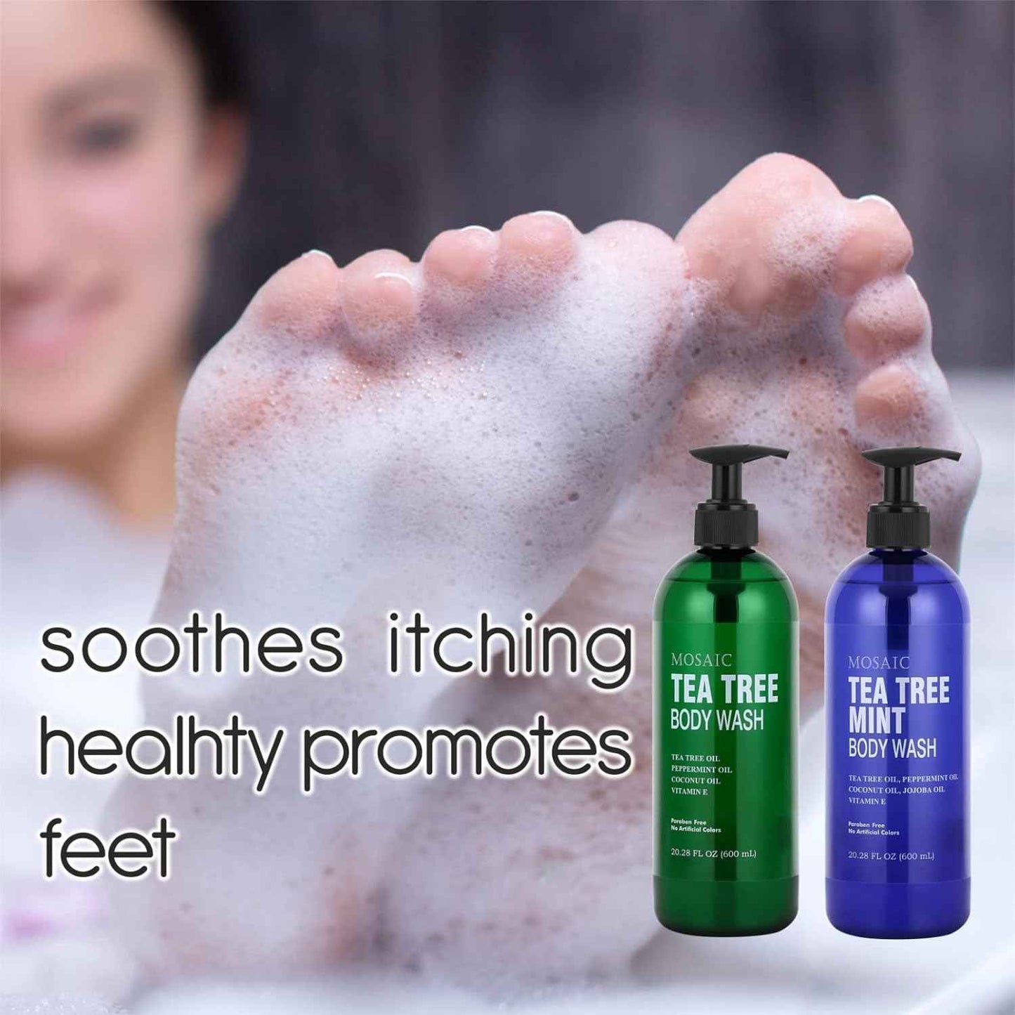 AnatoliaDaphne Tea Tree Body Wash and Shower Gel with Vitamin E for Jock Itch, Eczema, Ringworm, Body Odor, Body Wash Women & Men with Added Body Oils,LARGE 20.2 FL Oz Bottle (Tea Tree, Pack of 2)