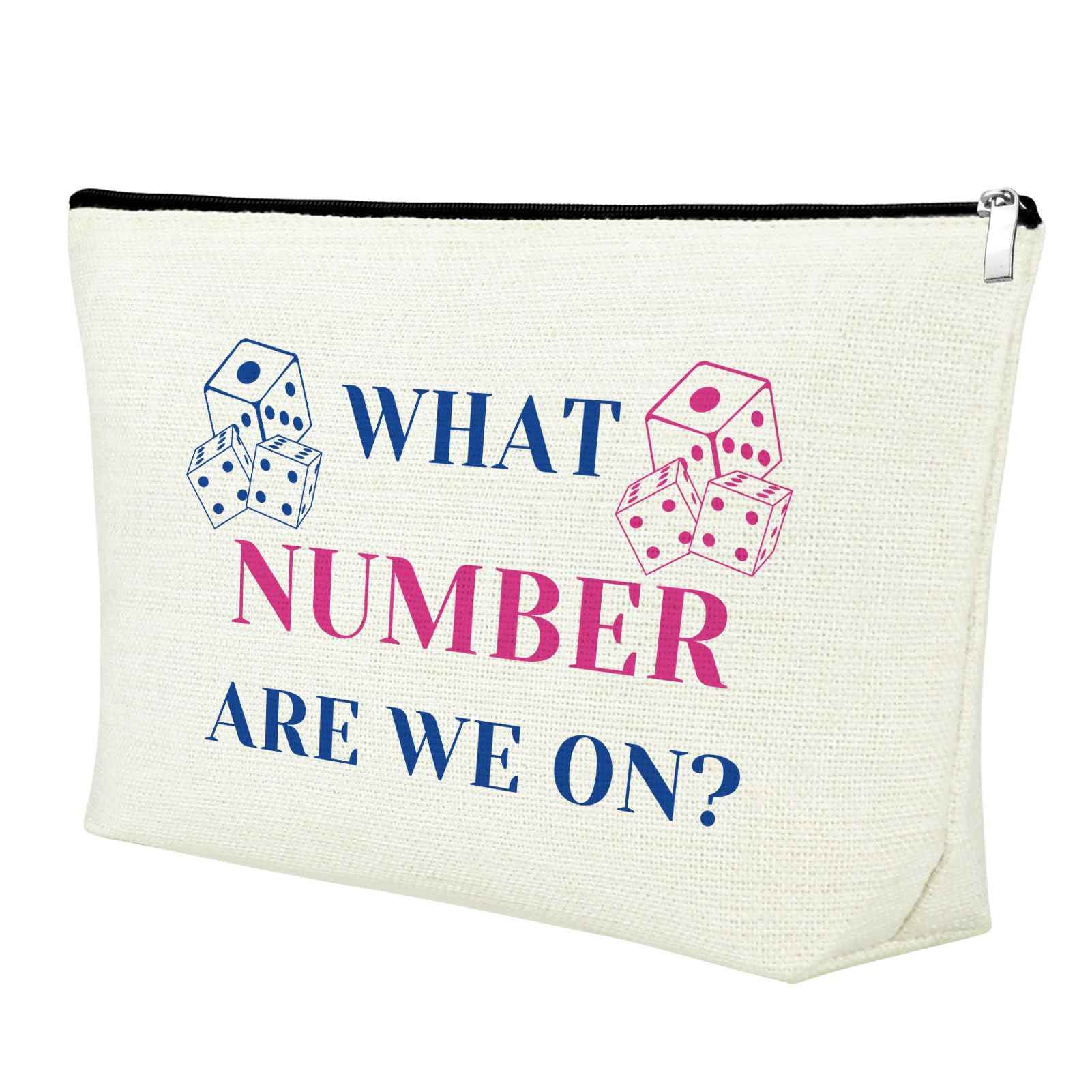 Mxrymvu Bunco Makeup Bag Gambling Lover Gifts Funny Bunco Gift Cosmetic Bag Dice Game Travel Zipper Pouch Dice Game Gifts Birthday Present for Women Best Friends What Number Are We On
