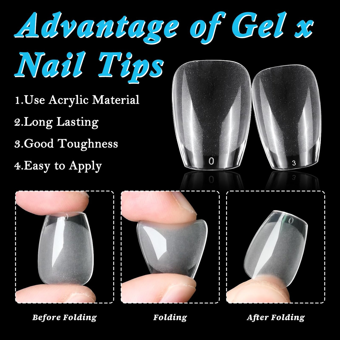 LoveOurHome 600pc Coffin Gel X Nail Tips Short Clear Fake Nail Full Cover Clear XS Soft Gel False Artificial Fingernails Soft Gel X Nails Tips for Gel Acrylic Nail Extension Press on Nails Making