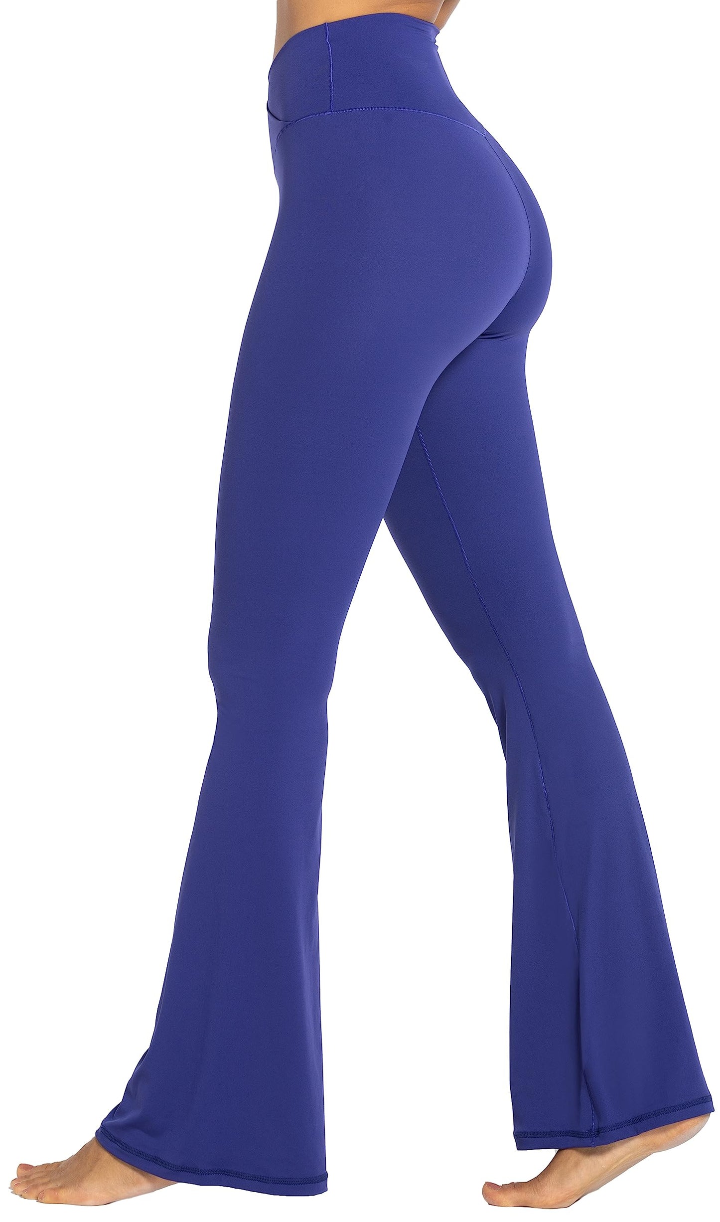 Sunzel Flare Leggings, Crossover Yoga Pants with Tummy Control, High-Waisted and Wide Leg, 30" Inseam, Navy Blue X-Small